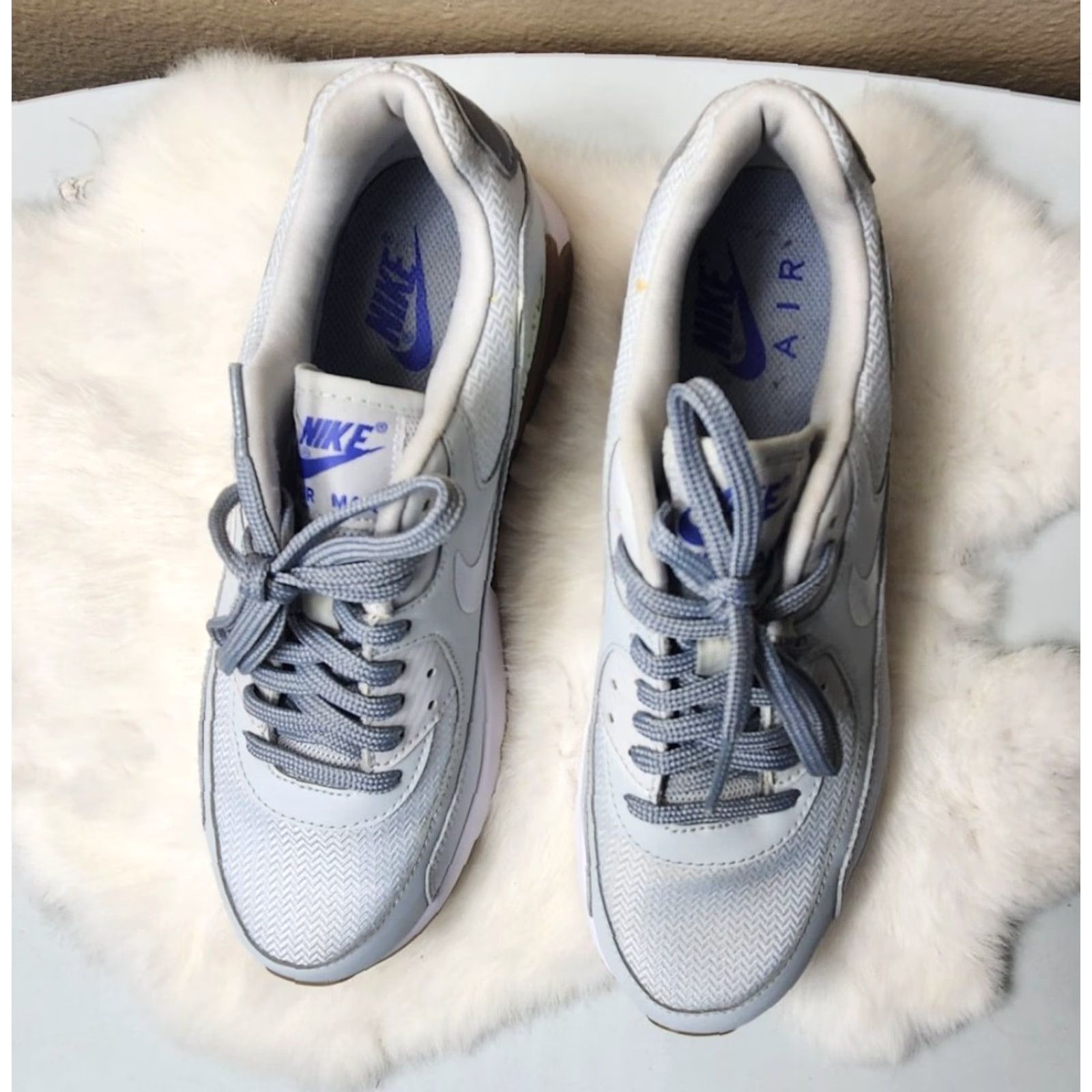 Nike Nike Womens Air Max 90 Ultra Essential Sneaker Sz 7.5 Stealth Platinum White Blue 724981-008 Womens Shoes Size US 8 / IT 38 - 5 Thumbnail