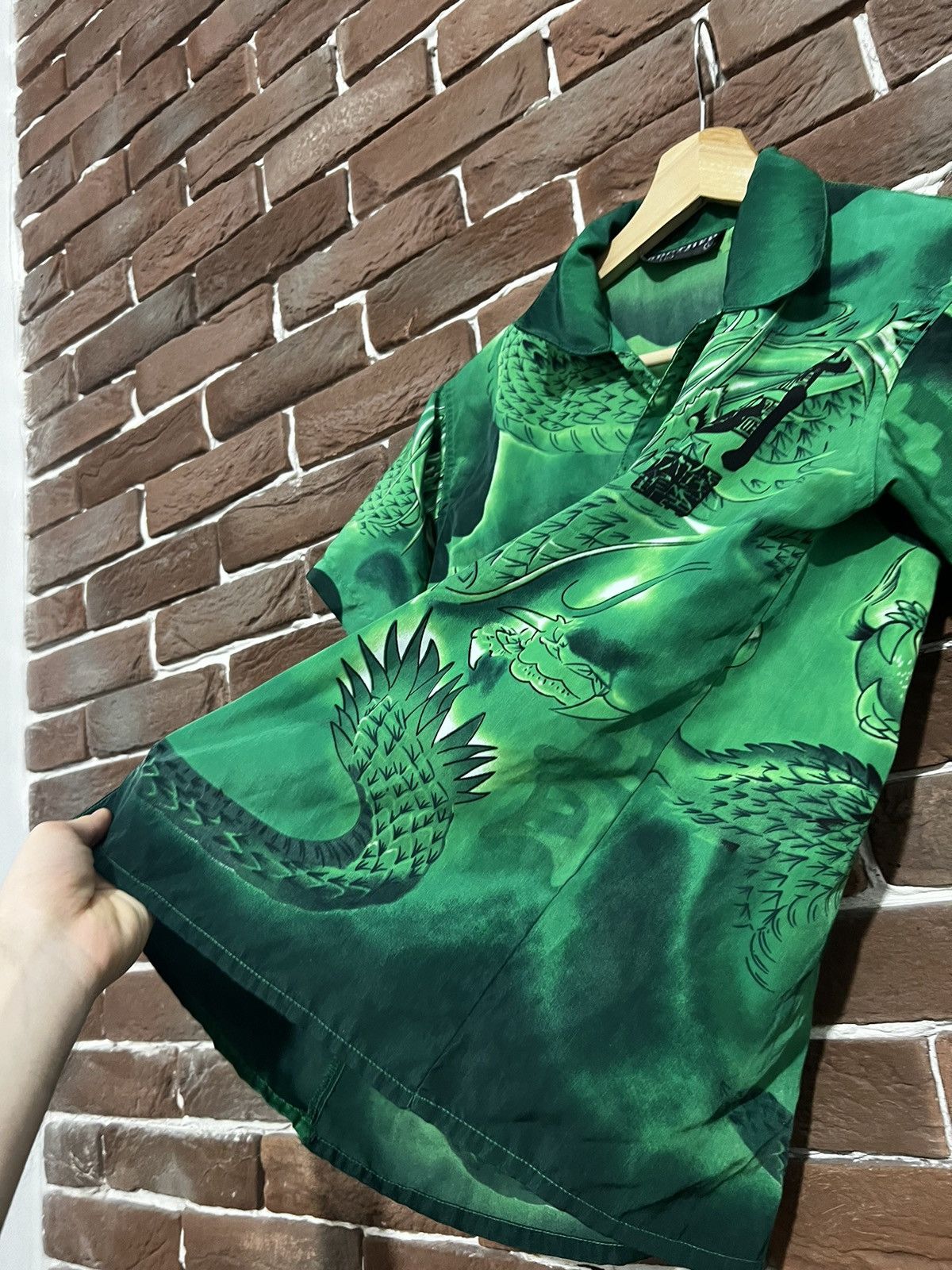 Japanese Brand Vintage Y2k Dragon Flames Drip Button Up Shirt Lik Prada Y2k Size S / US 4 / IT 40 - 5 Thumbnail
