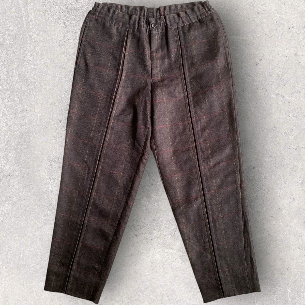 Comme des Garcons AW18 Deux Front Cut And Sew Plaid Drawstring Taped Pants Size US 32 / EU 48 - 2 Thumbnail