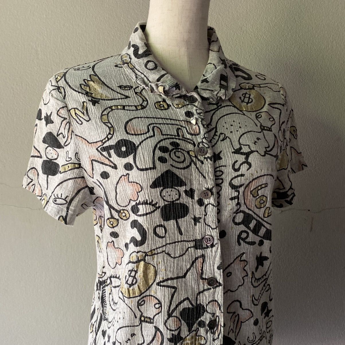 Tsumori Chisato TSUMORI CHISATO Playful Doodle Print Button-Up Shirt Size XS / US 0-2 / IT 36-38 - 20 Thumbnail