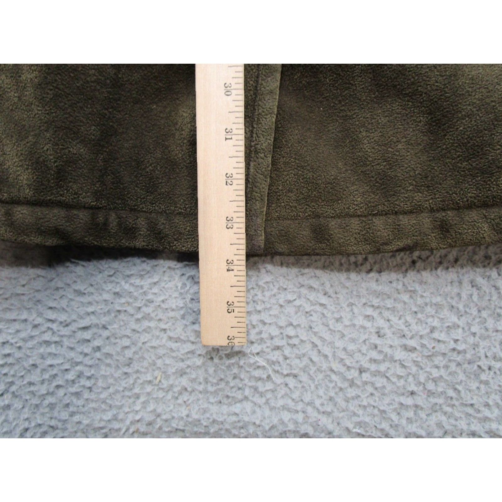 Vintage Nuage Collection Women's Green Long Sleeve Jacket Button Front Suede Feel Size M Pockets Casual Winter Outdoor Regular Fit Size M / US 6-8 / IT 42-44 - 7 Thumbnail