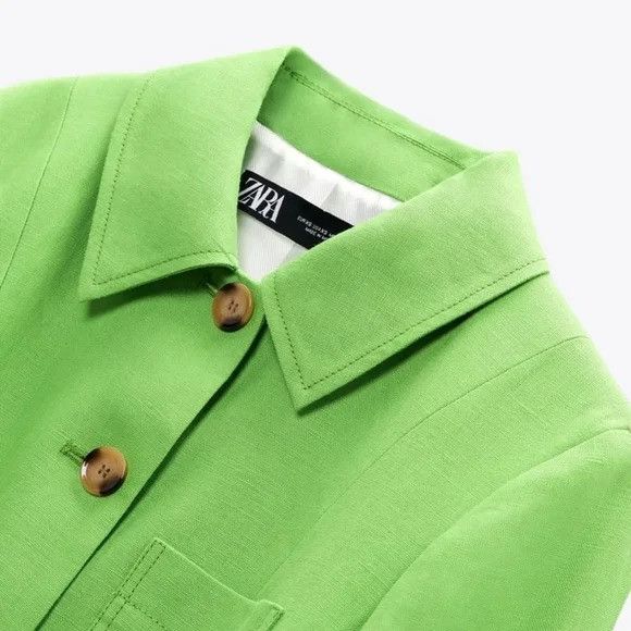 Zara Zara linen belted jacket apple green size XL, L available Size L / US 10 / IT 46 - 6 Thumbnail