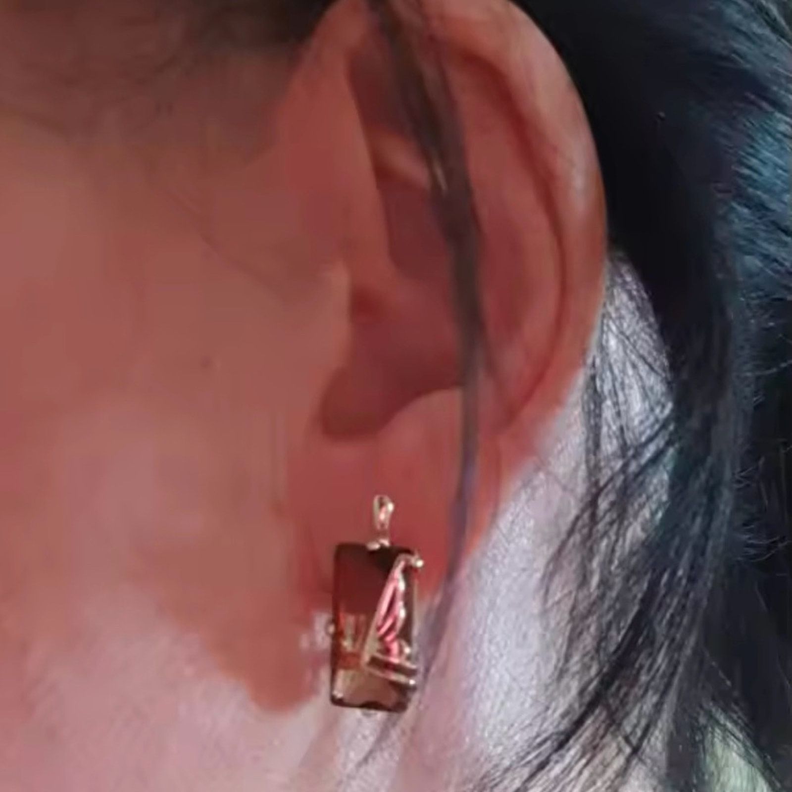 Other Light Brown Natural Zircon English Earrings for Women Square Size ONE SIZE - 4 Thumbnail