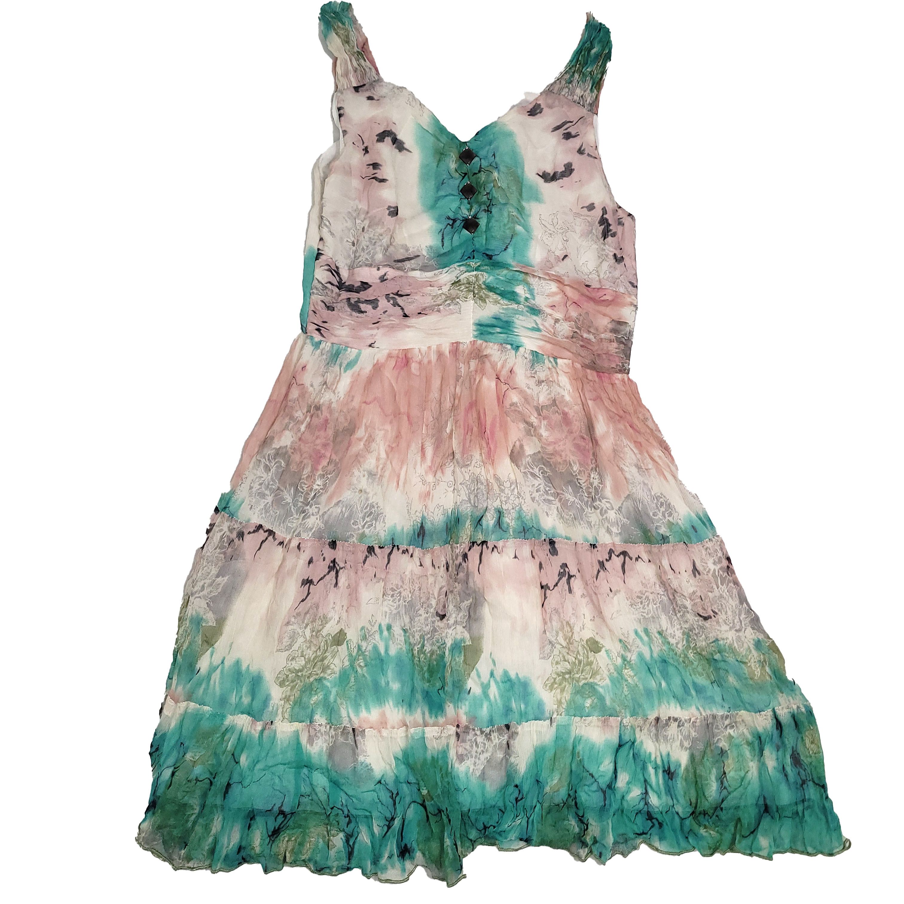 Other Women's 100% Silk Size M Short Sleeve Dress SDK400 Size M / US 6-8 / IT 42-44 - 2 Thumbnail