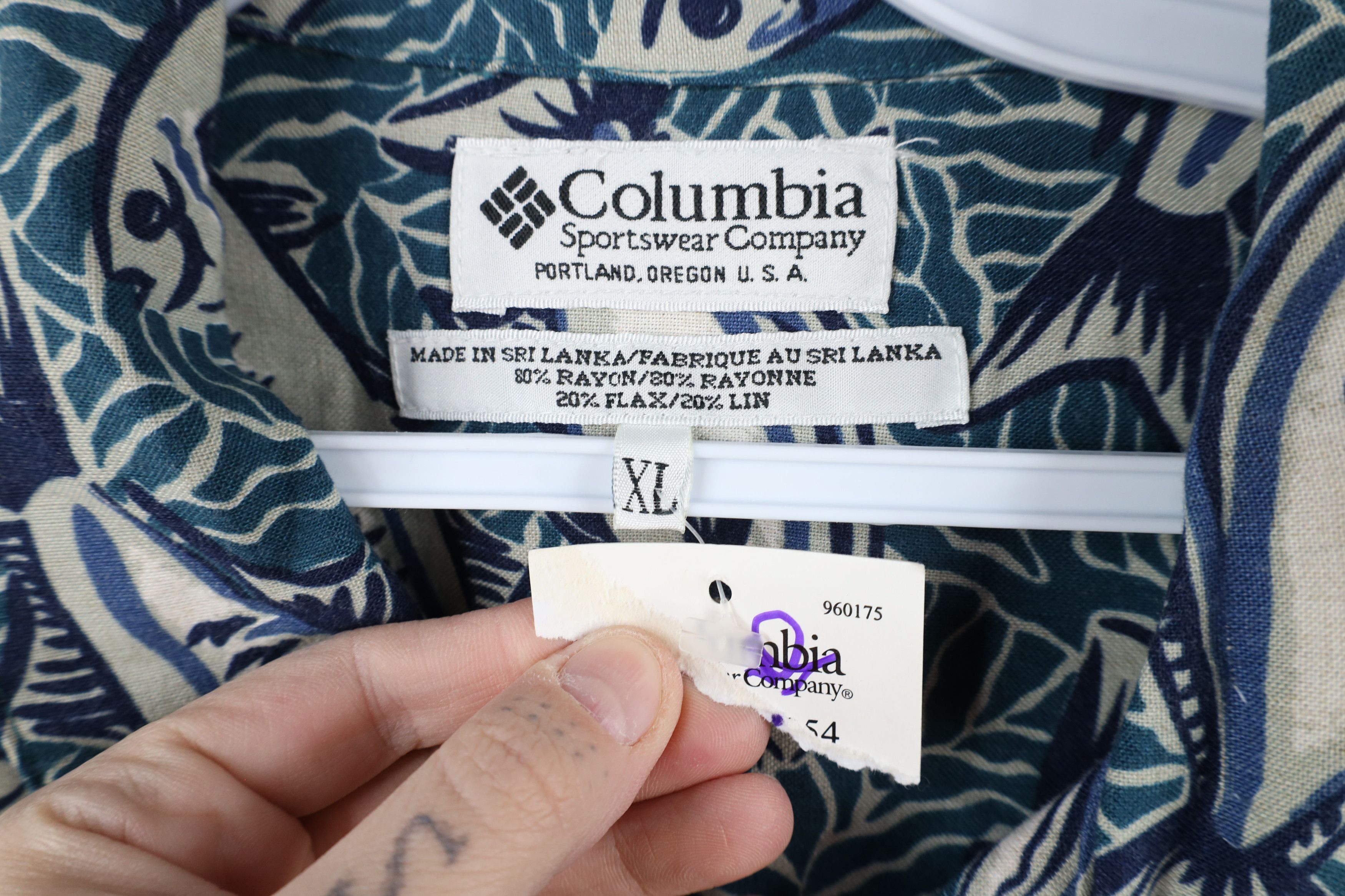 Columbia × Vintage Deadstock Vintage 90s Columbia Print Flax Linen Button Shirt Size US XL / EU 56 / 4 - 8 Thumbnail