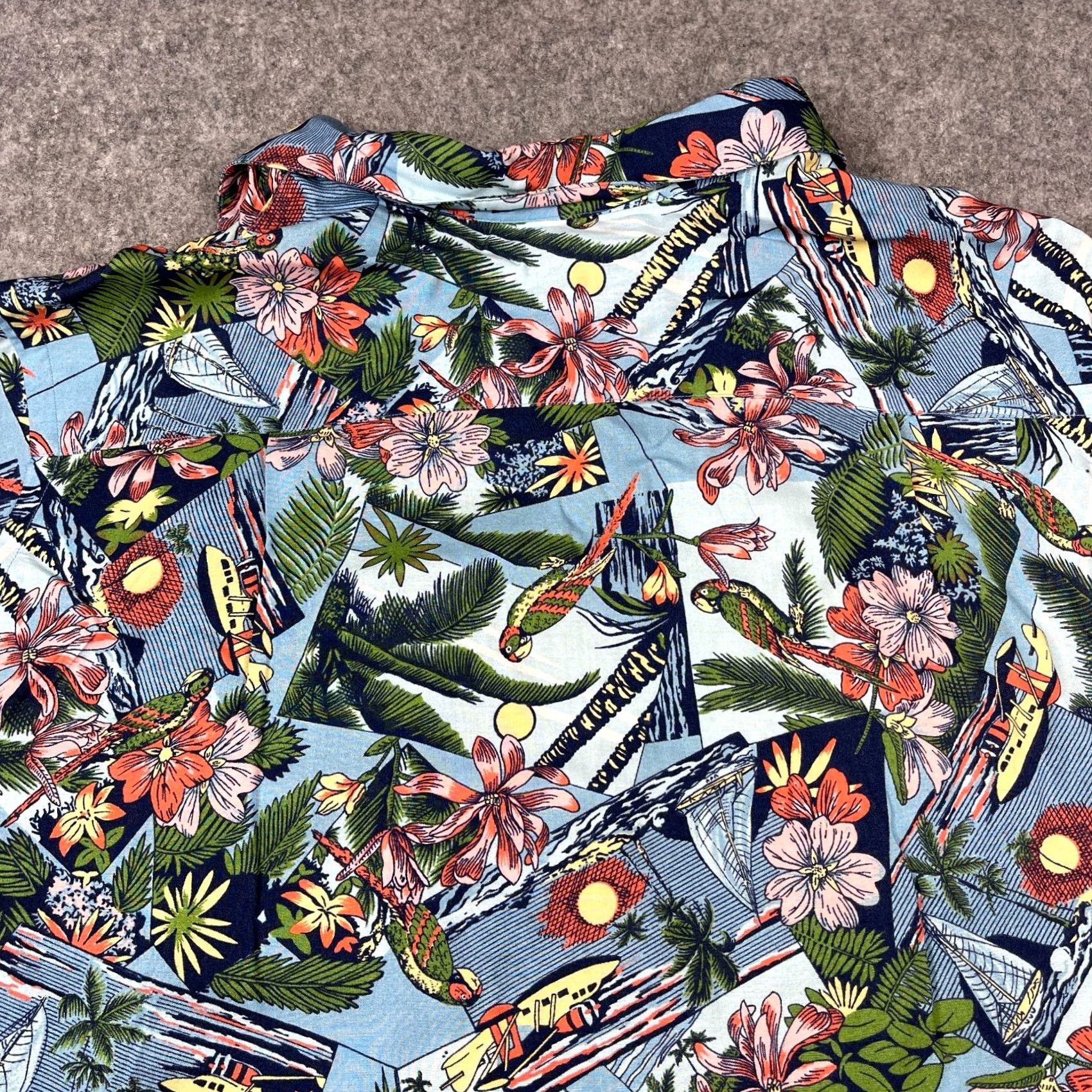 Nautica VINTAGE Nautica Camp Shirt USA Made Large Blue Seaplane Island Sailboat Birds Size US L / EU 52-54 / 3 - 4 Thumbnail