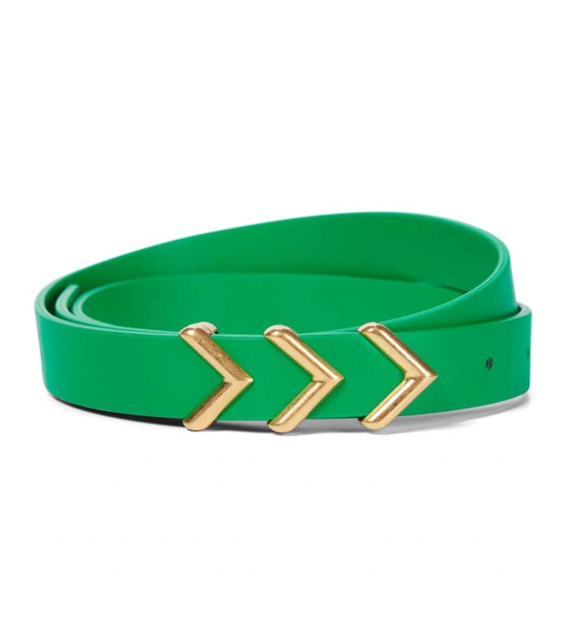 Bottega Veneta BOTTEGA VENETA green & gold chevron leather belt 90 Size ONE SIZE - 1 Thumbnail