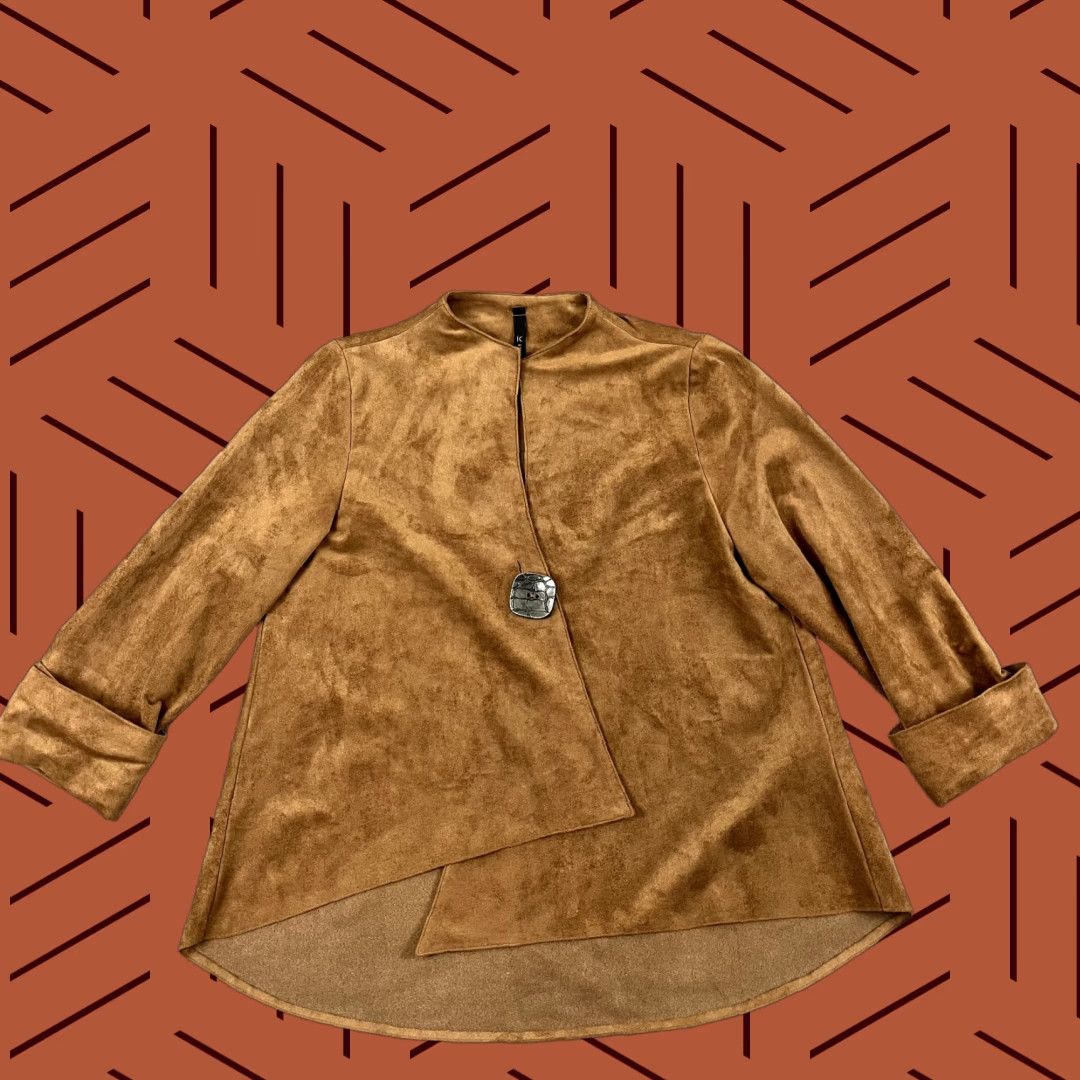 Vintage IC by CONNIE K Jacket Womens Small Brown Faux Suede Swing Asymmetric 1 Button Jacket Womens Small Brown Faux Suede Swing Asymmetric 1 Button Size S / US 4 / IT 40 - 1 Thumbnail