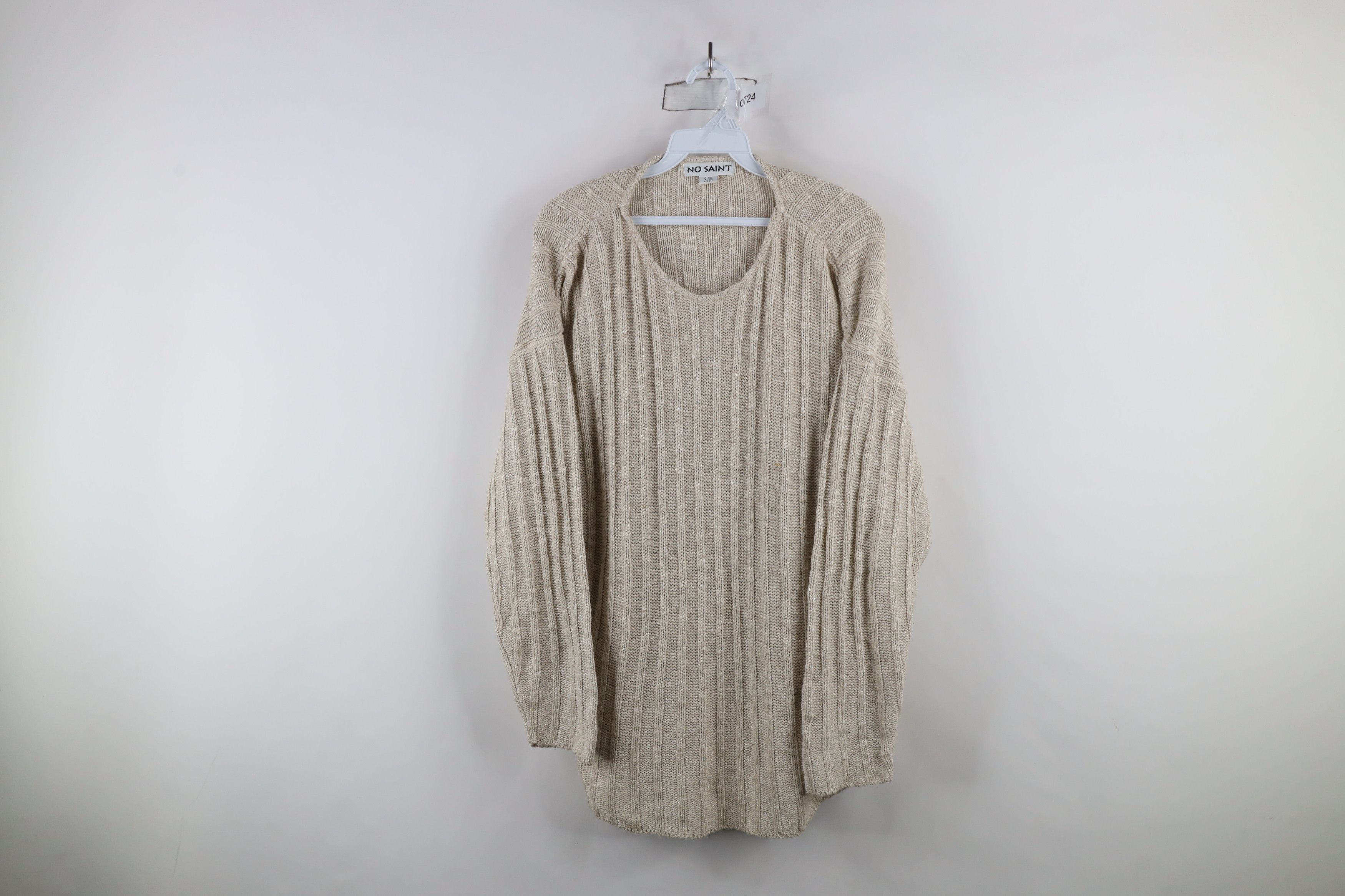 Vintage Vintage 90s Streetwear Ribbed Knit Sweater Oatmeal Brown USA Size S / US 4 / IT 40 - 1 Thumbnail