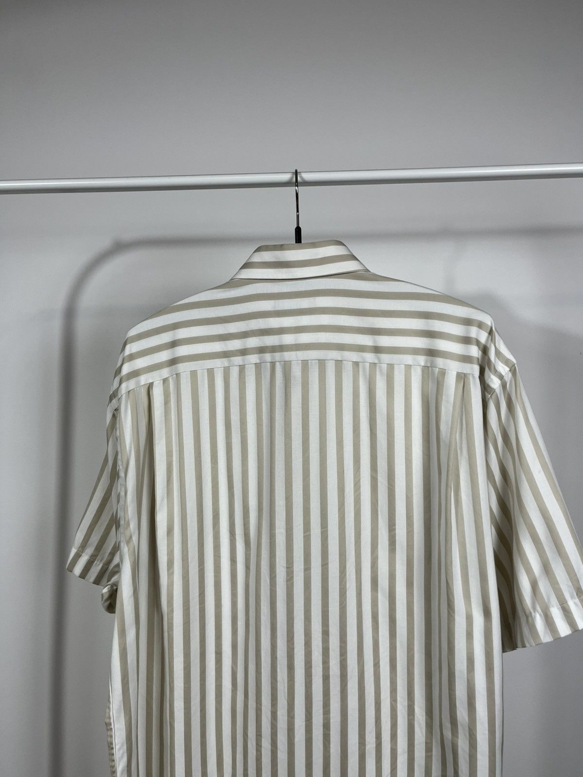 Eton Eton Beige Stripe Short Sleeve Shirt Size 16.5 / 42 Size US L / EU 52-54 / 3 - 11 Thumbnail