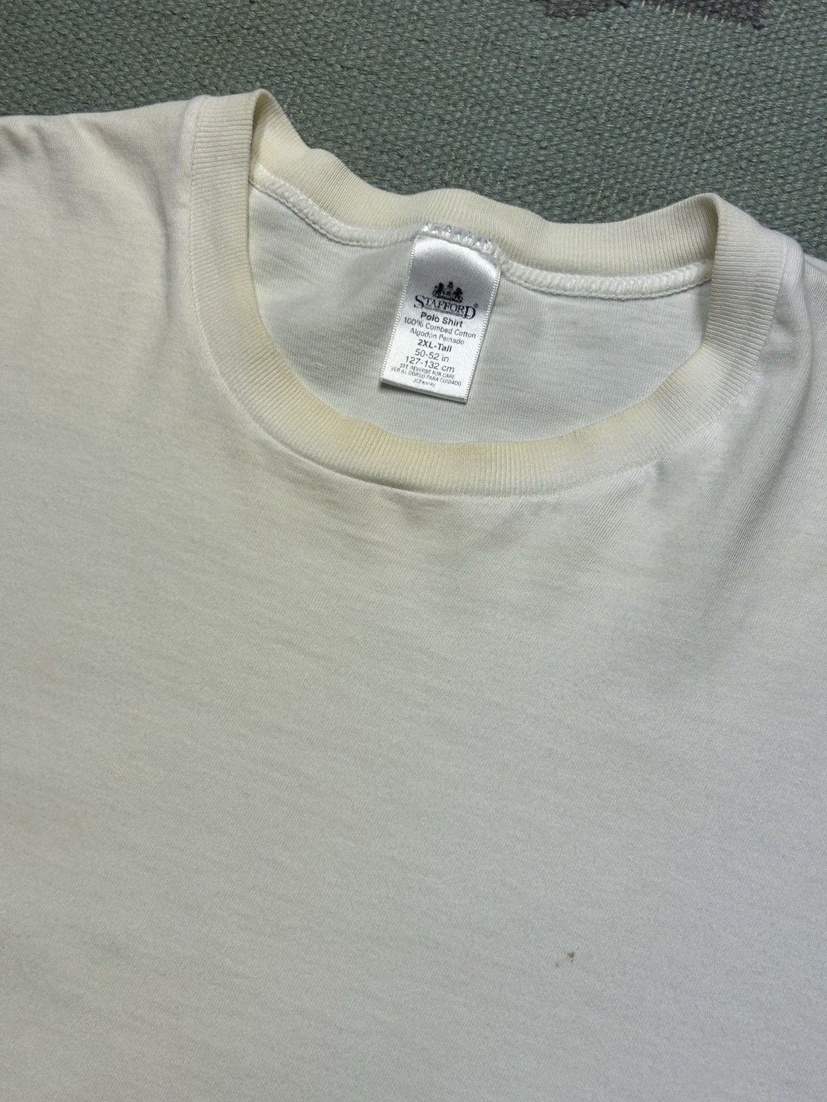 Vintage blank white t shirt Stafford soft cotton single stitch XL T Size US XL / EU 56 / 4 - 5 Thumbnail