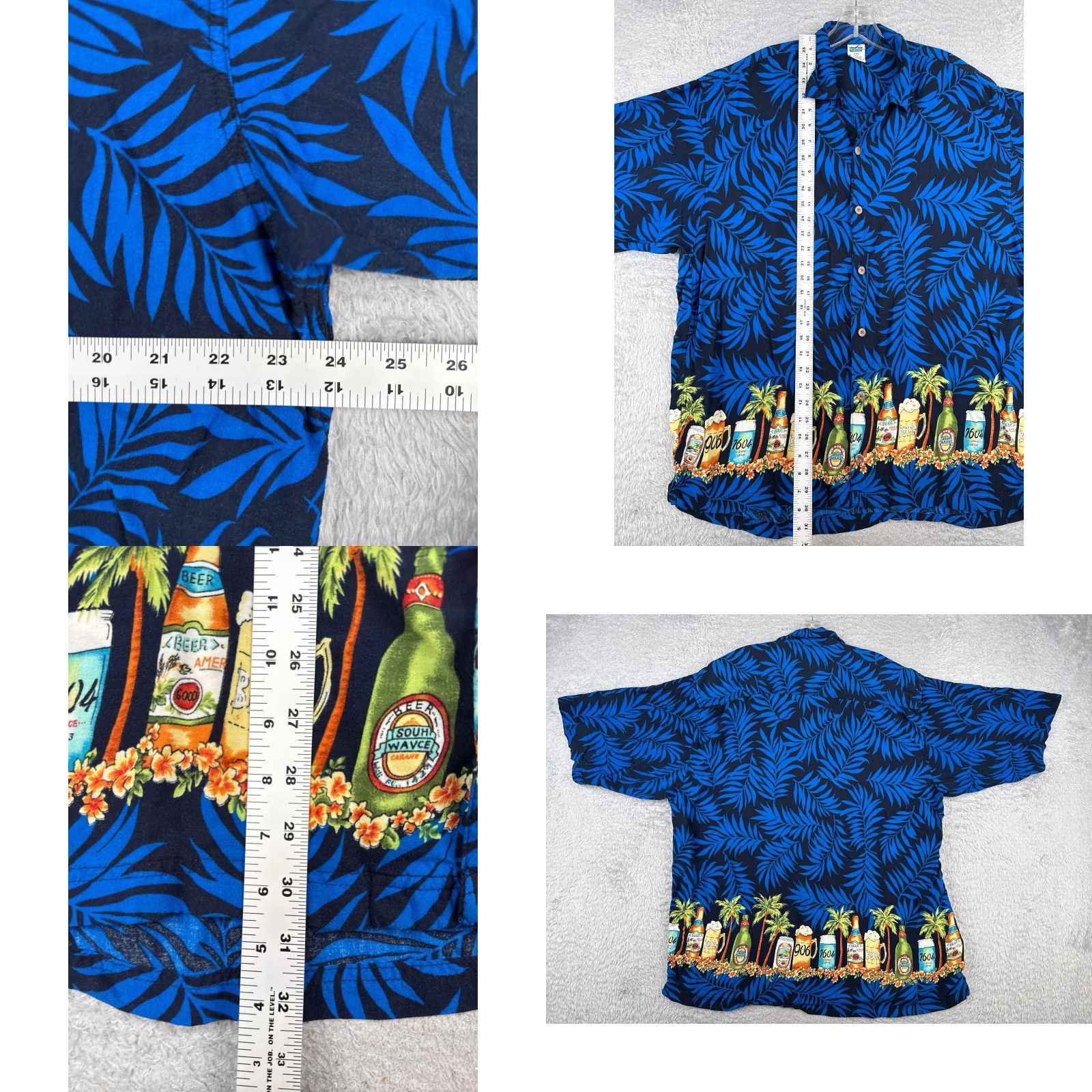Vintage Third Coast Shirt Adult 2XL blue Floral Palm 100% Rayon Button Hawaiian Size US XXL / EU 58 / 5 - 8 Thumbnail