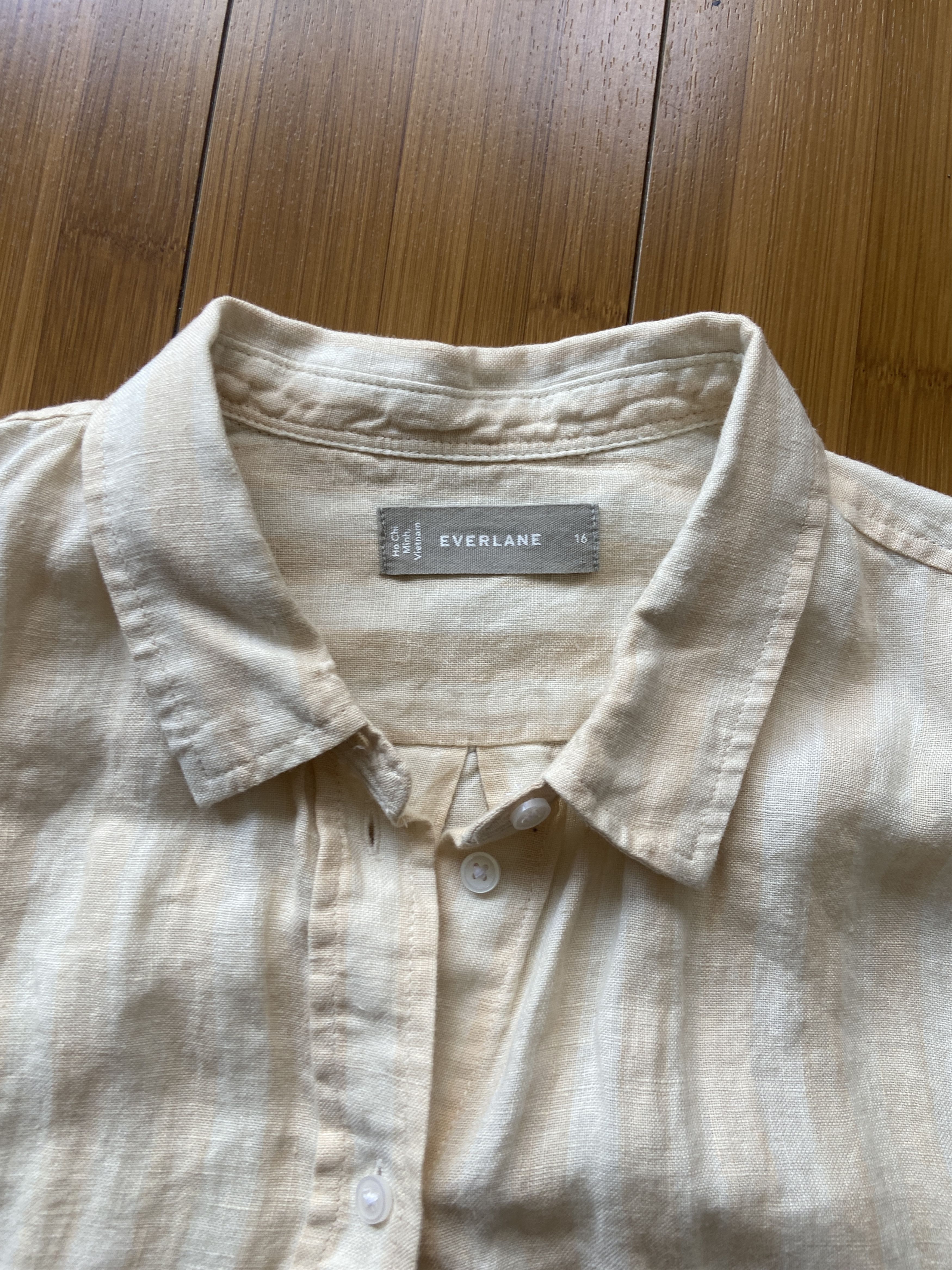 Everlane Everlane Linen Relaxed Shirt Beige Cream Stripe - Women's 16 Size XXL / US 16-18 / IT 52-54 - 3 Thumbnail