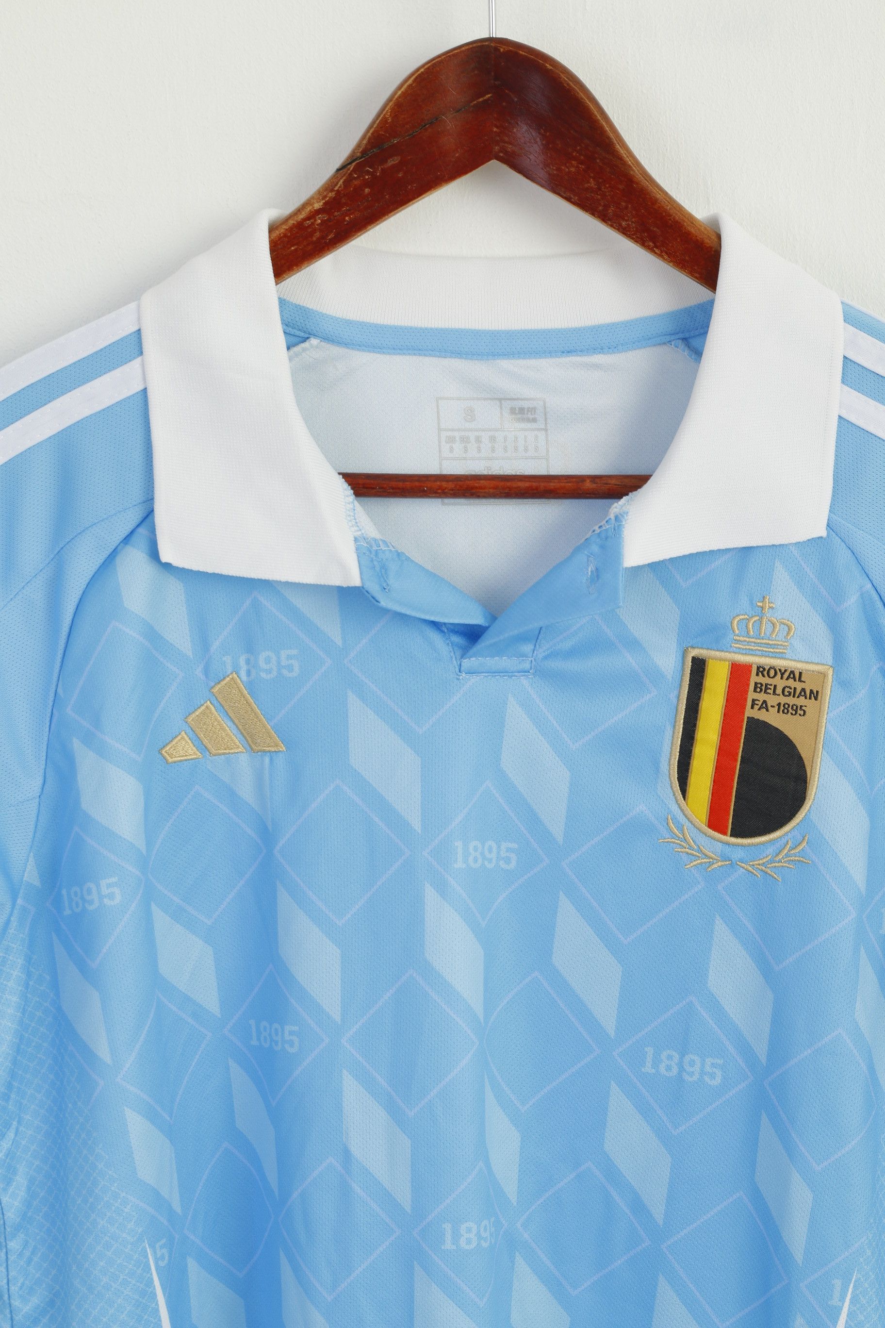 Adidas Adidas Men S Shirt Blue Shiny 1895 Royal Belgian 8844 Size US S / EU 44-46 / 1 - 2 Thumbnail