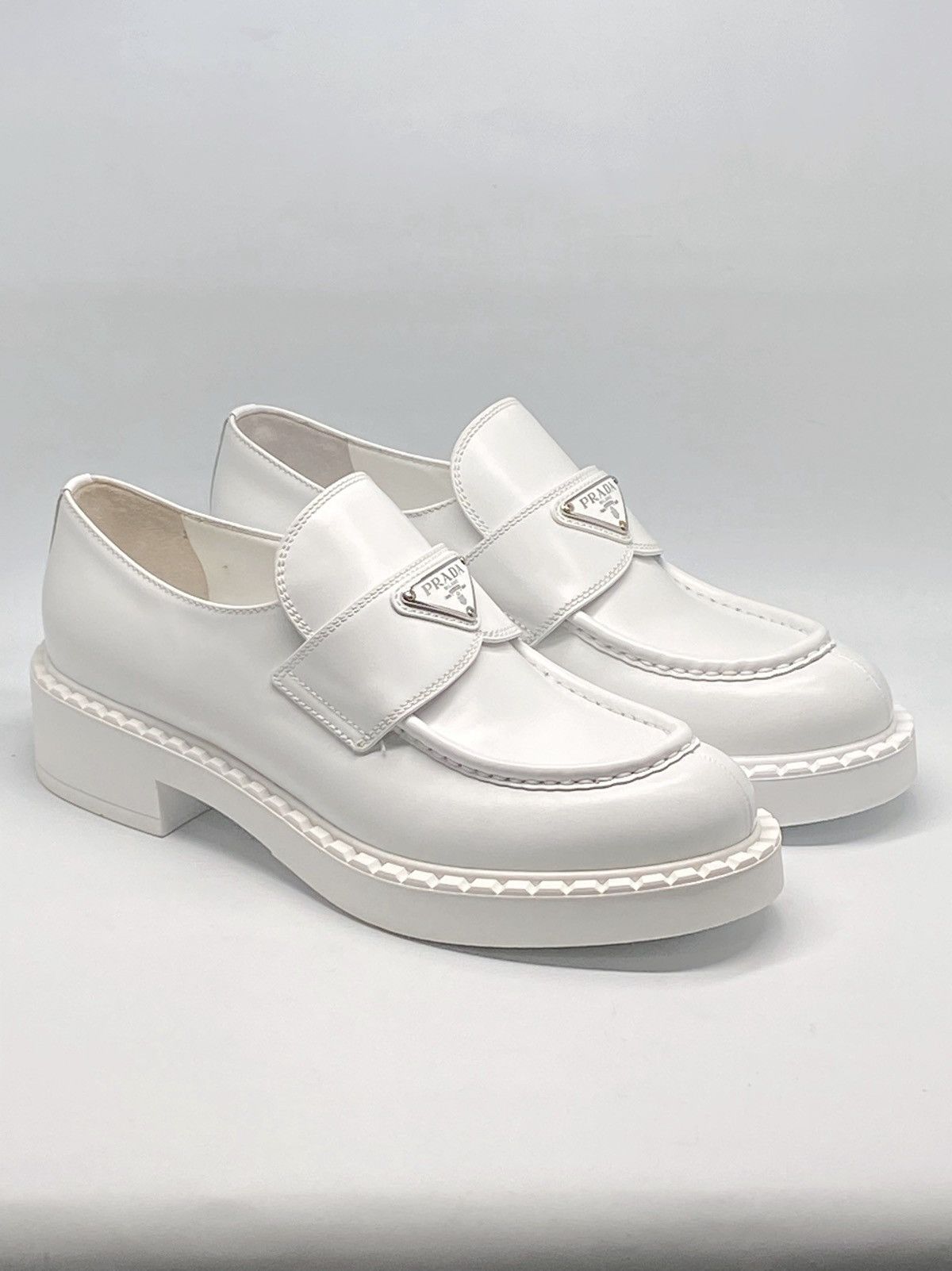 Prada Prada Spazzolato Logo Platform Leather Loafers size 39.5 Size US 9.5 / IT 39.5 - 5 Thumbnail
