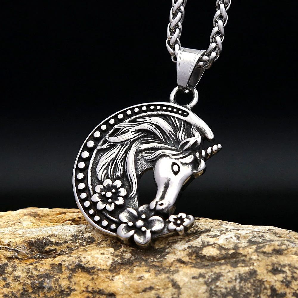 Jewelry Flower Moon Unicorn Pendant Necklaces Size ONE SIZE - 5 Thumbnail