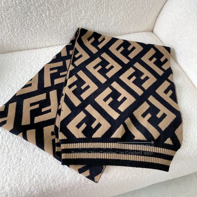 Fendi Fendi Monogram full-logo wool scarf Size ONE SIZE - 4 Thumbnail