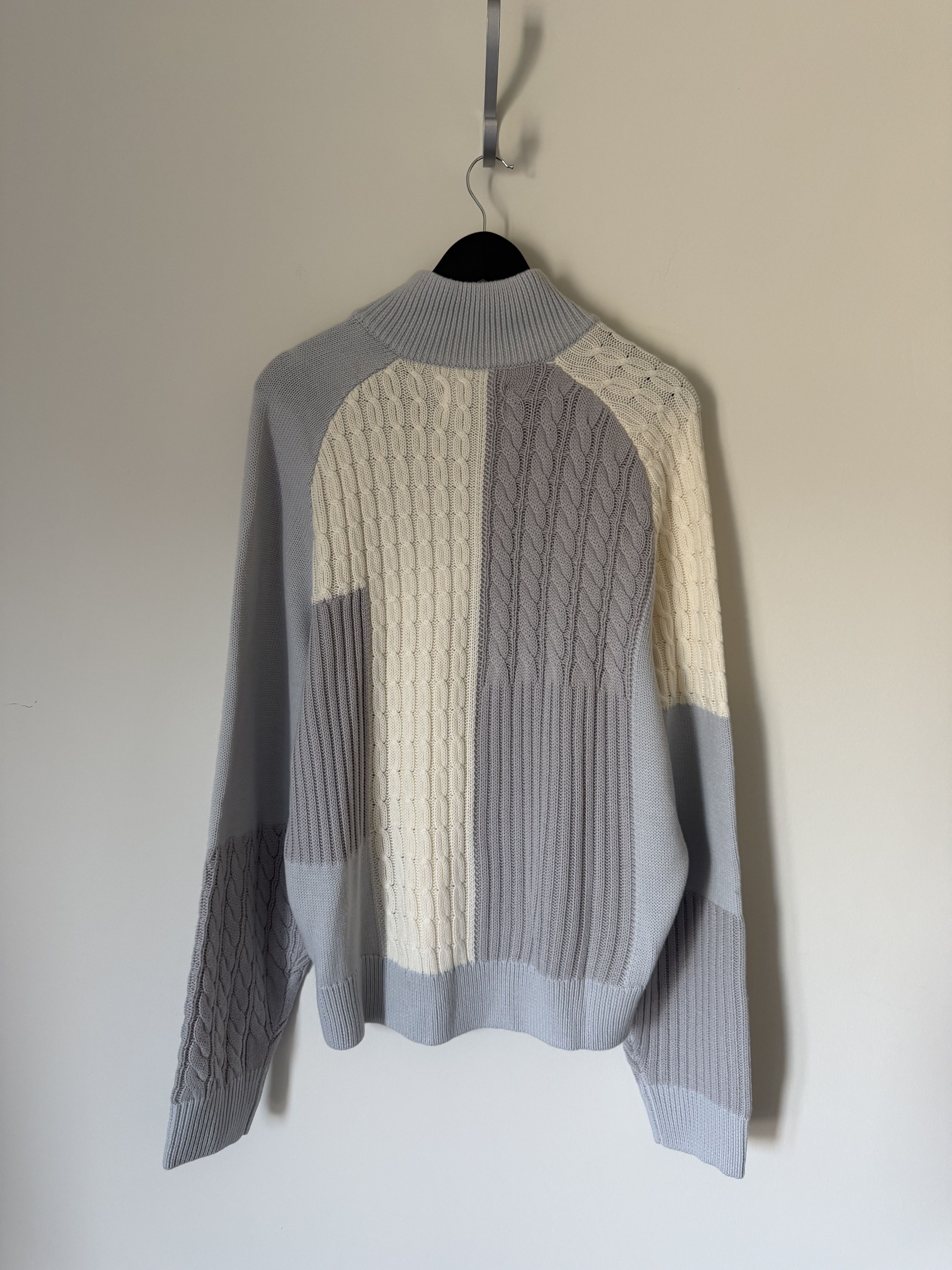Palace Palace Patchwork Zip Knit Cardigan in White Gray Size US L / EU 52-54 / 3 - 5 Thumbnail
