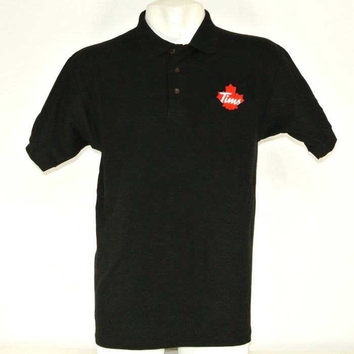 Mando TIM HORTONS Leaf Logo Employee Uniform Black Polo Shirt | Grailed