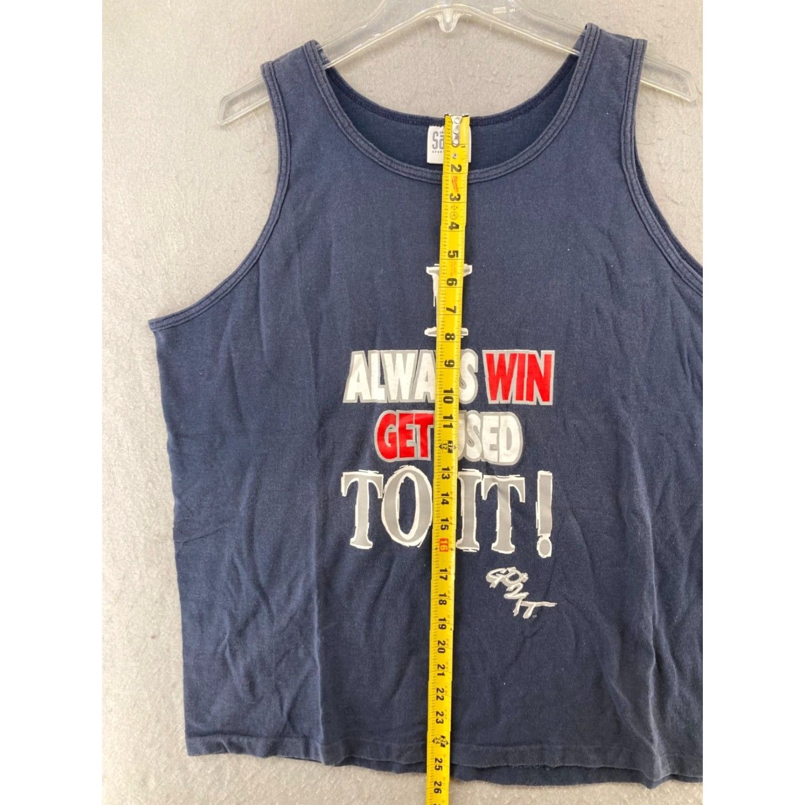 Vintage Savvy Mens Tank USA Blue XL - Savvy Tank Top Mens Blue USA Made Graphic Print Round Neck Sleeveless Pullover 100% Cotton Size US XL / EU 56 / 4 - 3 Thumbnail