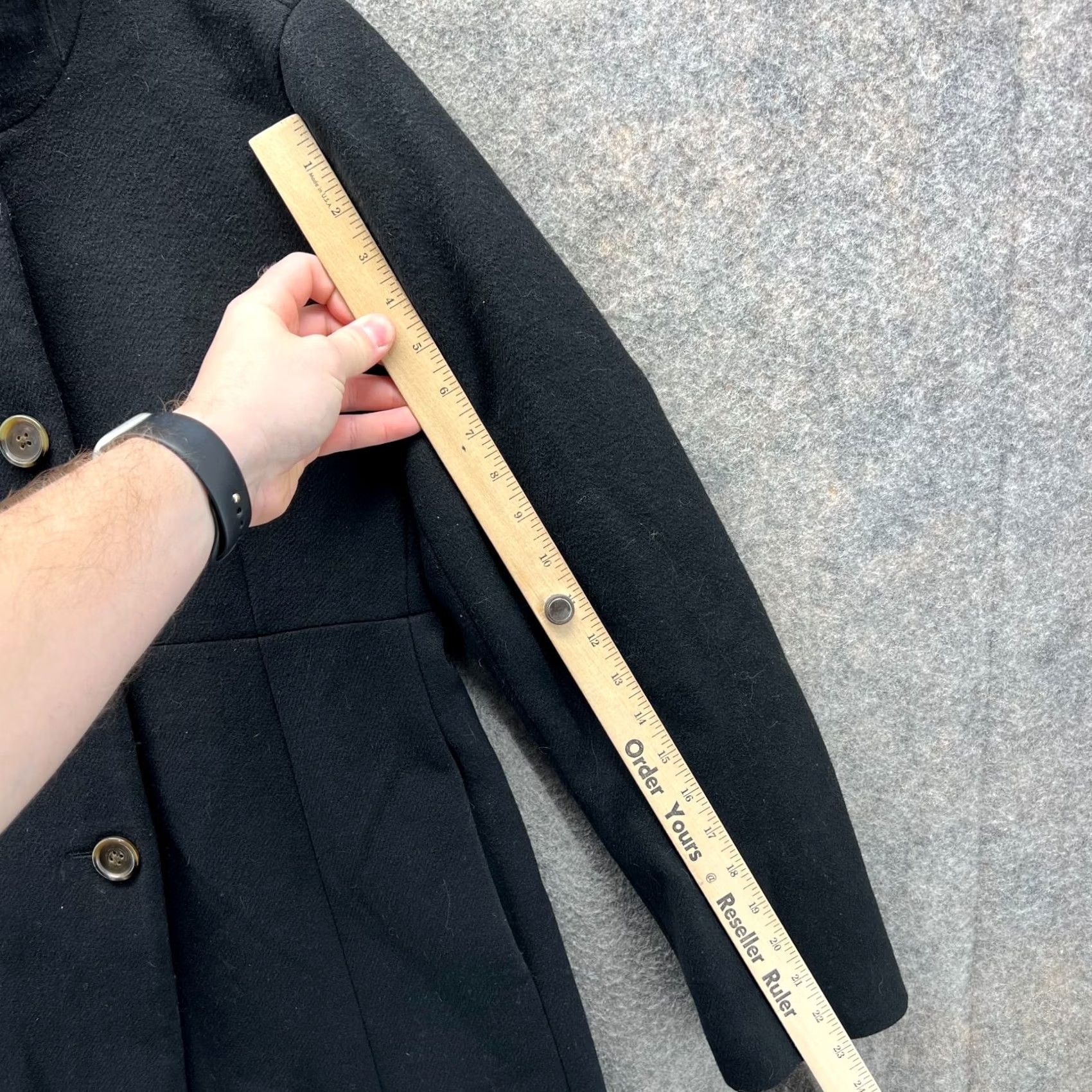 J.Crew VINTAGE J.CREW Trench Coat Women 8 Black Long Sleeve High Neck Wool Polyester Jacket Size M / US 6-8 / IT 42-44 - 4 Thumbnail