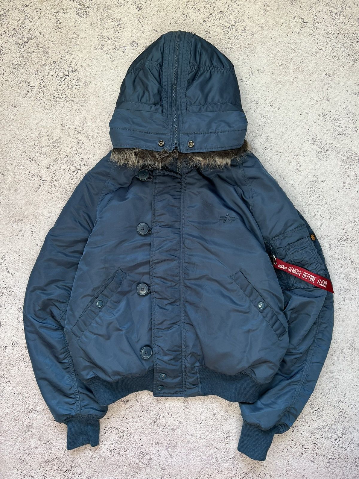 If Six Was Nine × Le Grande Bleu (L.G.B.) Y2K VINTAGE MOHAIR FUZZY FLUFFY FUR HOOD FAUX BOMBER JACKET Size US L / EU 52-54 / 3 - 2 Thumbnail