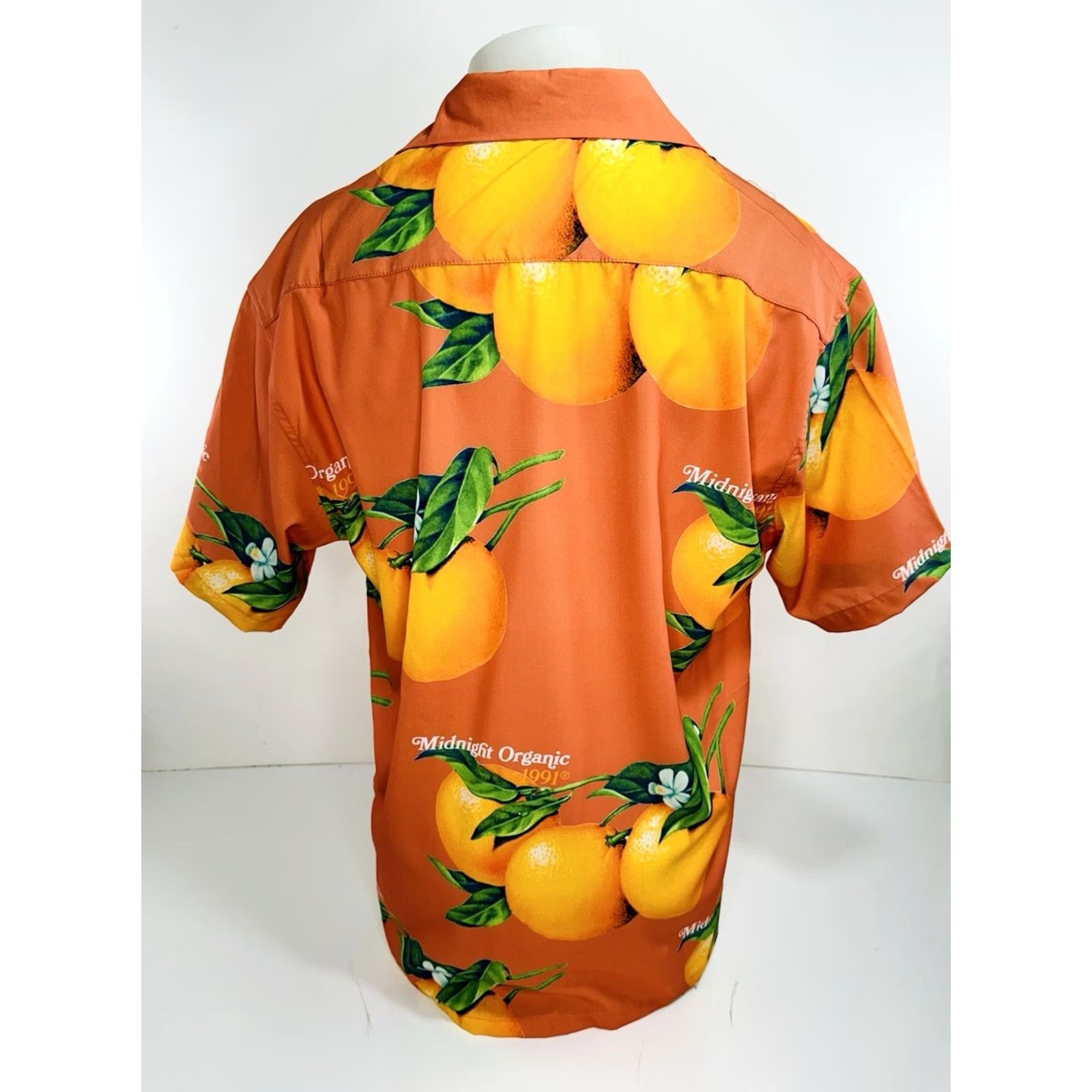 Vintage Midnight Organic 1991 - Oranges Print XXL Hawaiian Shirt - Men Short Sleeve Button-Up, Orange, Hawaiian, 2XL Size US XXL / EU 58 / 5 - 3 Thumbnail