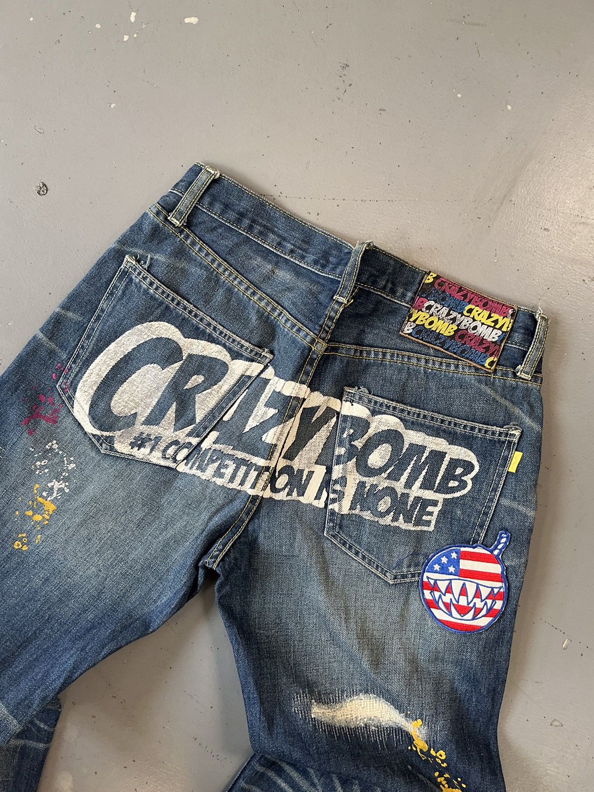 Designer × Vintage Vintage crazy bomb SpellOut distressed denim Size US 30 / EU 46 - 9 Thumbnail