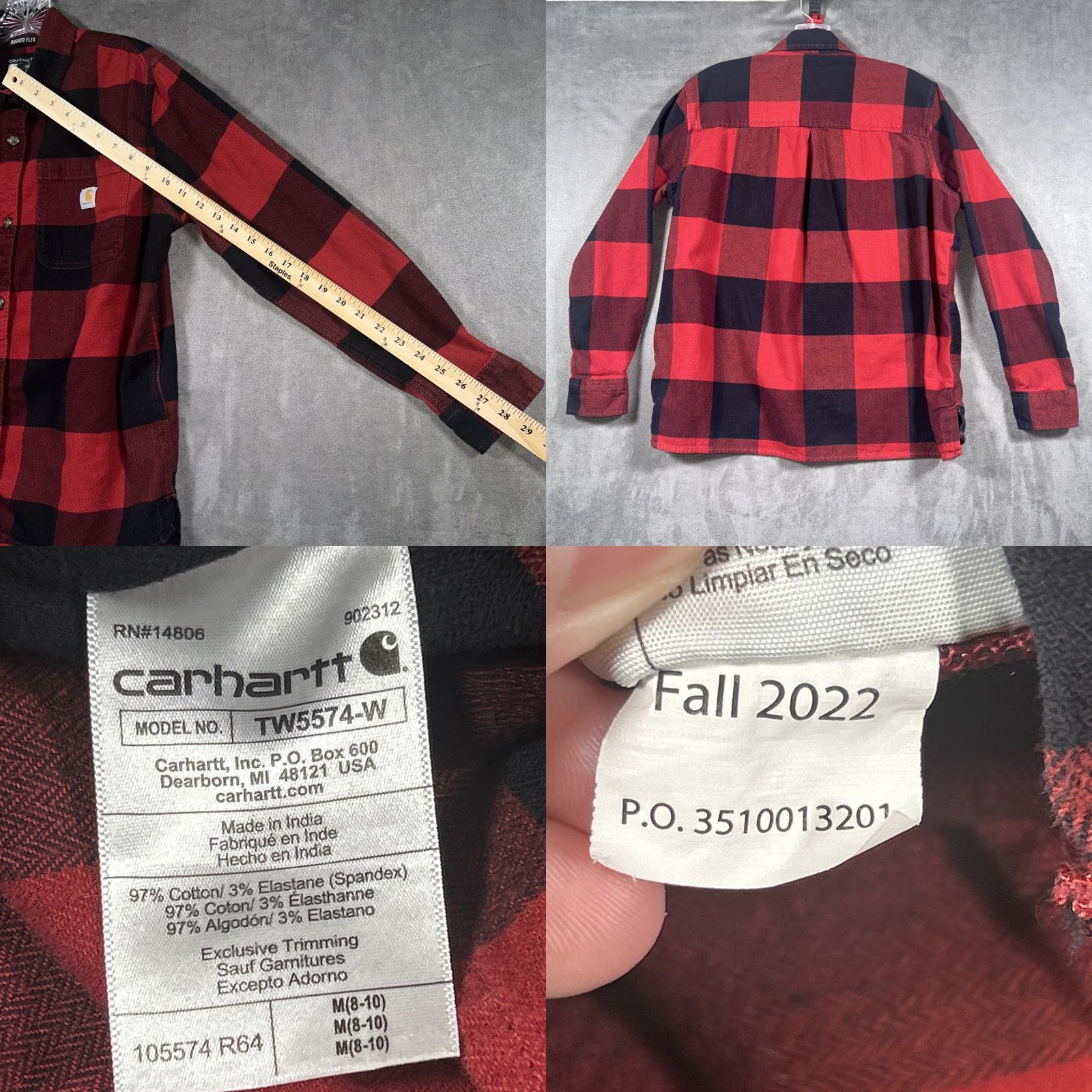 Carhartt VINTAGE? Wait this is not vintage. Carhartt Rugged Flex Red Plaid Shirt Womens Size M Loose Fit Button Up Workwear Size M / US 6-8 / IT 42-44 - 8 Thumbnail