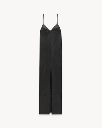 Saint Laurent Paris o1bcso1str1125 Backless Slip Dress In Lambskin in Black Size XS / US 0-2 / IT 36-38 - 1 Thumbnail