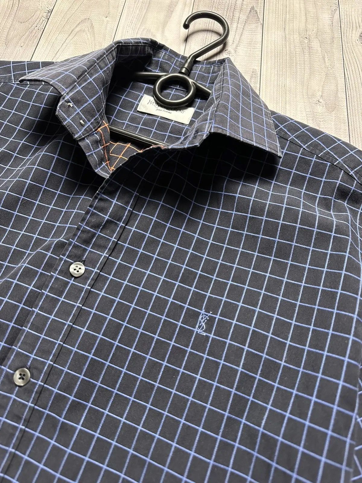Yves Saint Laurent Vintage Yves Saint Laurent navy plaid shirt rare logo Size US M / EU 48-50 / 2 - 6 Thumbnail