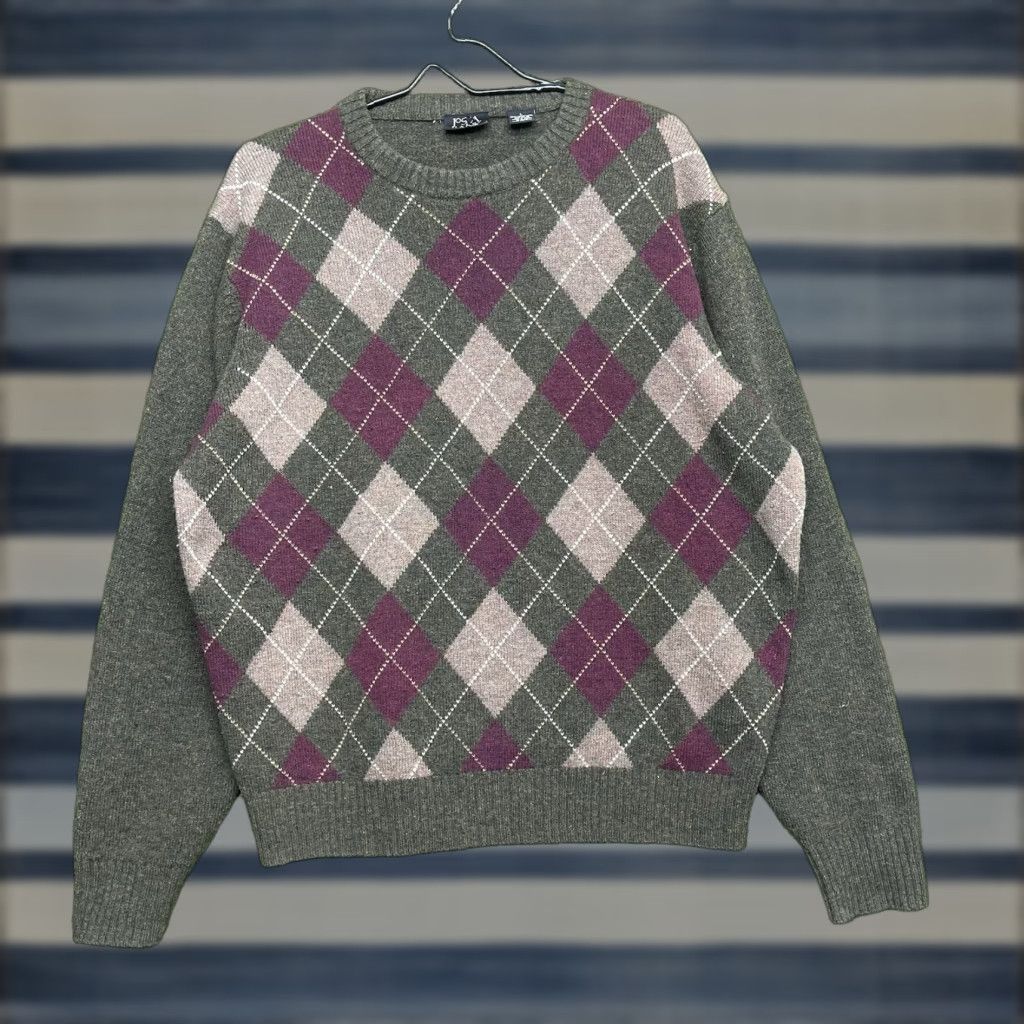 Jos. A. Bank Jos. A. Bank Lambswool Sweater Mens L Argyle Print Knit Pullover Crew Neck Winter Casual Knit Wool Green Baggy? Size US L / EU 52-54 / 3 - 1 Thumbnail