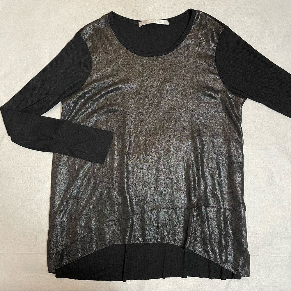LOLA + SOPHIE Lola & Sophie Mixed Media Foil Chiffon Knit Long Sleeve Top Size L / US 10 / IT 46 - 6 Thumbnail