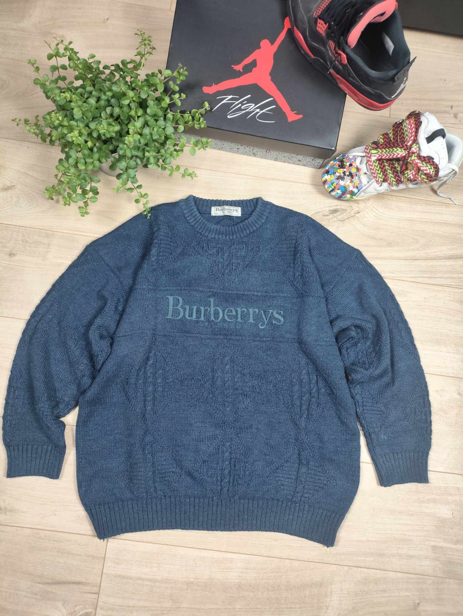 Burberry Vintage 90s 80s Burberrys sweater navy Size US XL / EU 56 / 4 - 1 Thumbnail