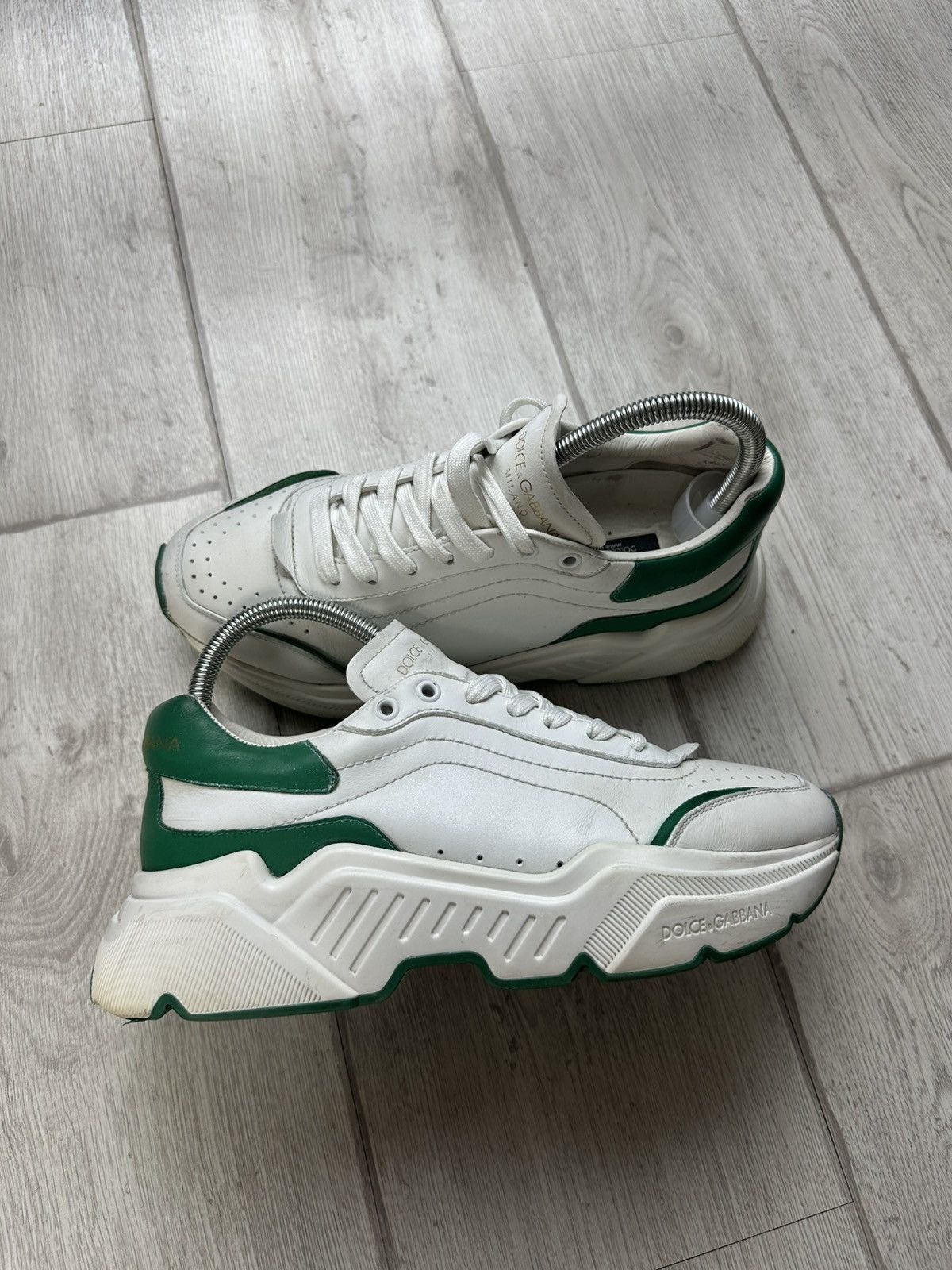 DOLCE GABBANA Daymaster Sneakers Mens White/Green Leather - Main Image