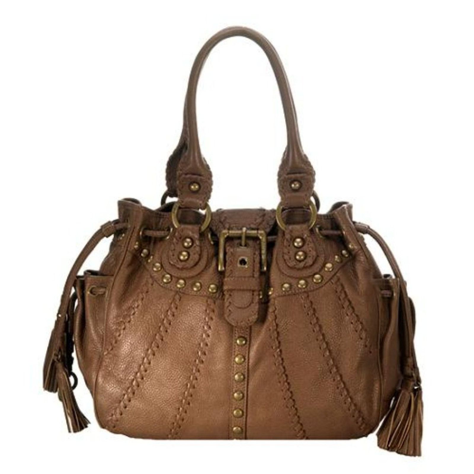image of Designer Isabella Fiore Whip Flash Revival Elaina Buckle Tote Bag in Brown, Women's