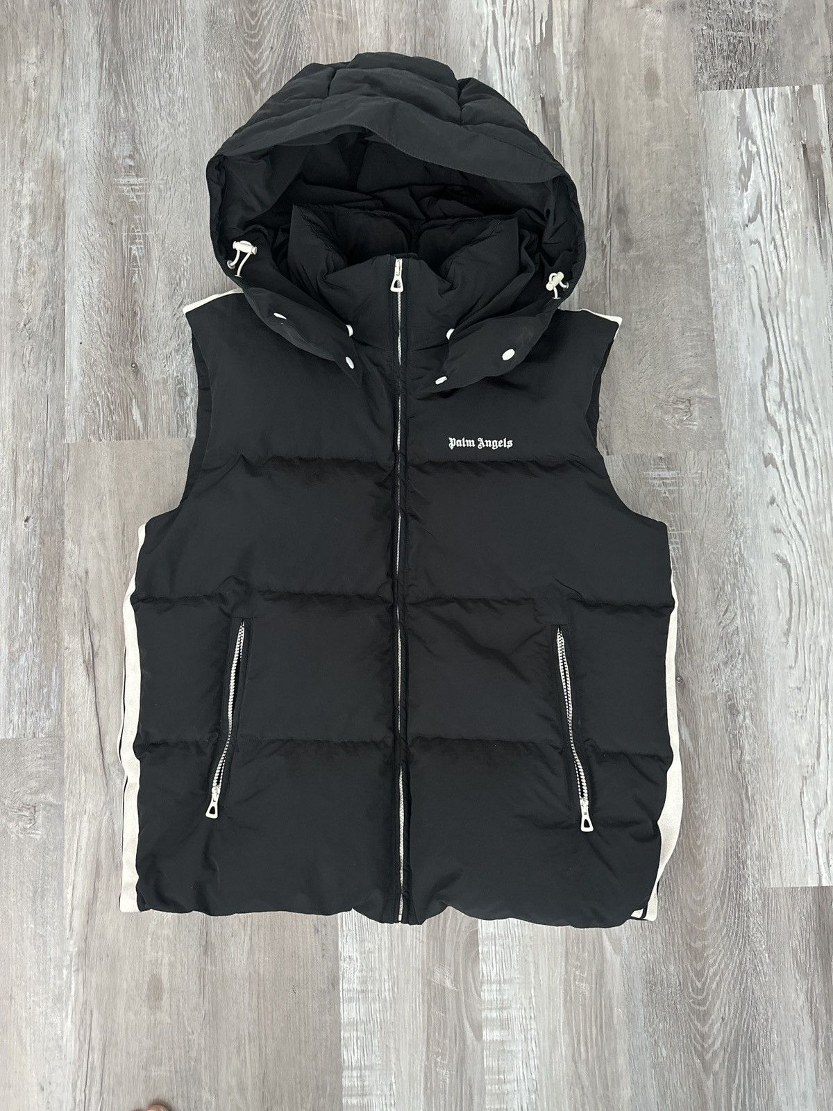 Palm Angels Black Embroidered Down Vest Size US M / EU 48-50 / 2 - 1 Thumbnail