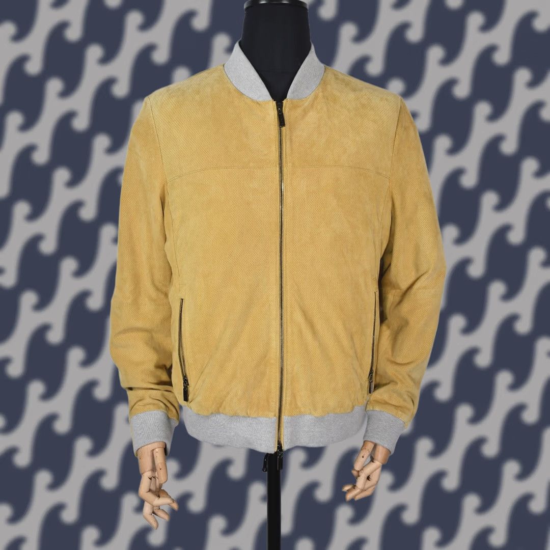 Vintage Gimo's Leather Jacket Mens L IT 52 Bomber Leather Yellow 100% Genuine 100% Leather Vintage No Style Winter Casual Sz IT52 Size US L / EU 52-54 / 3 - 1 Thumbnail