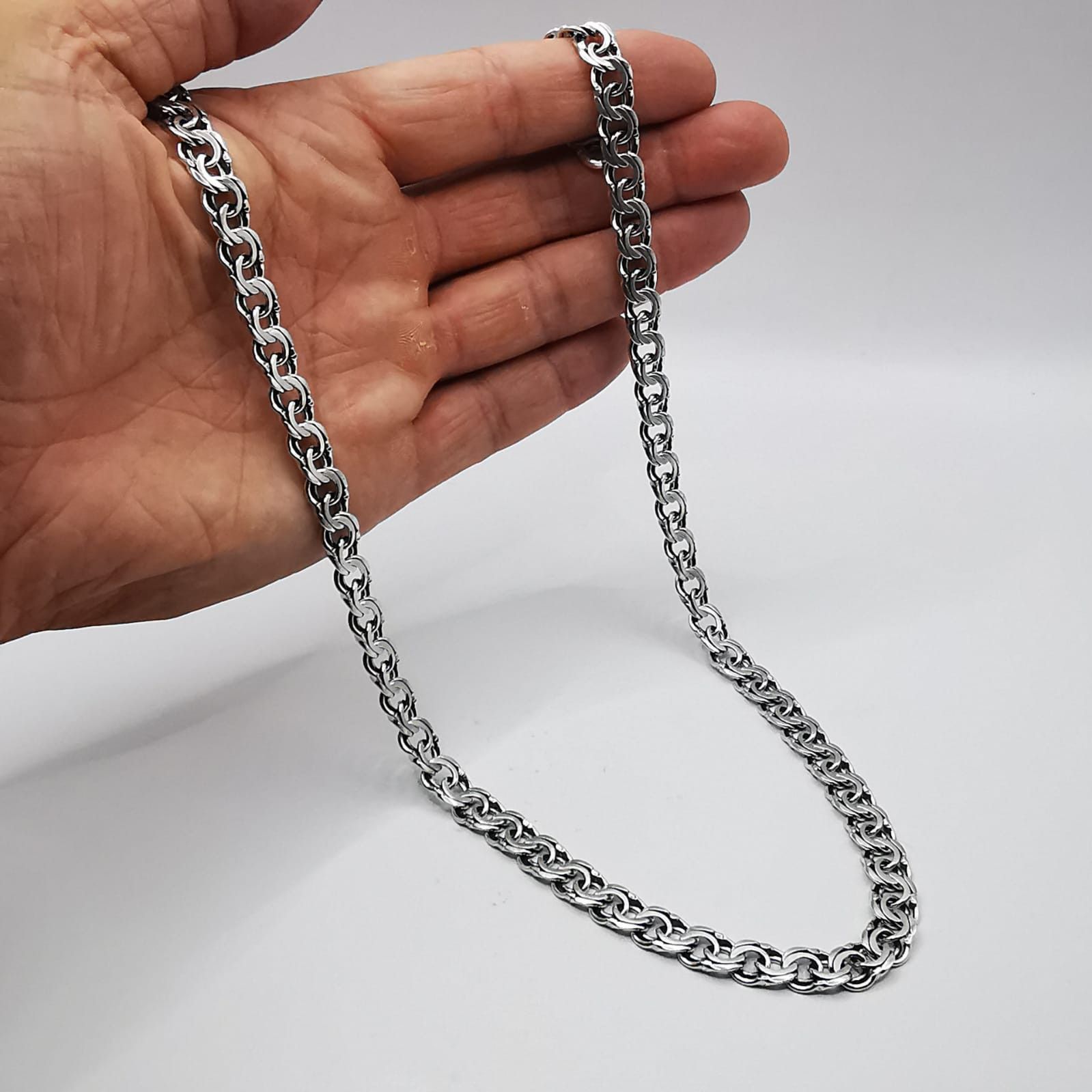 Sterling Silver Vintage Jewelry Chain, 925 Sterling Silver, Signed 50,22g Size ONE SIZE - 8 Thumbnail