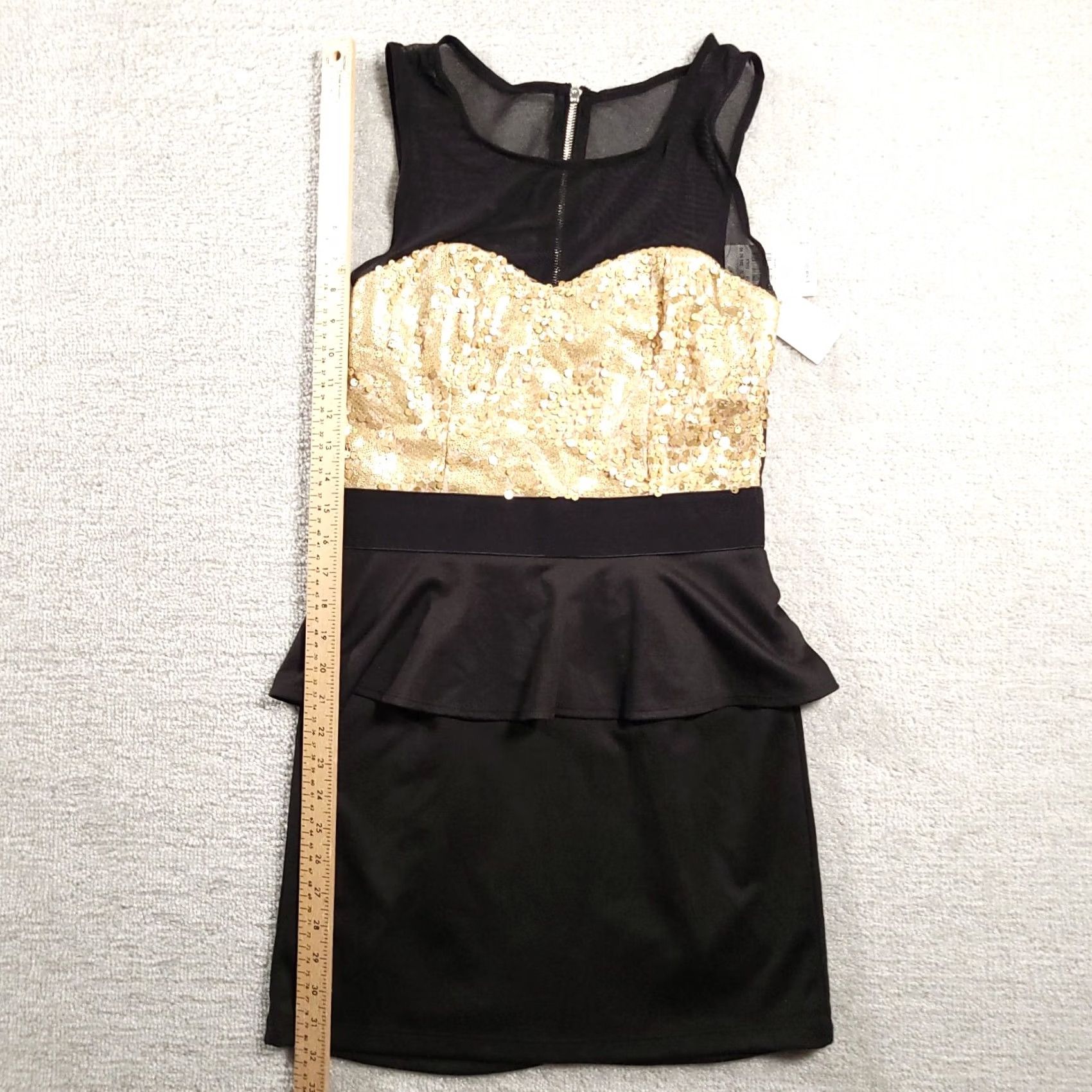 Vintage Speechless Womens Dress Large Black Formal Cocktail Prom Party Sequins Back Zip Dress Sheath Sleeveless Square Neck Short Length Size L / US 10 / IT 46 - 6 Thumbnail