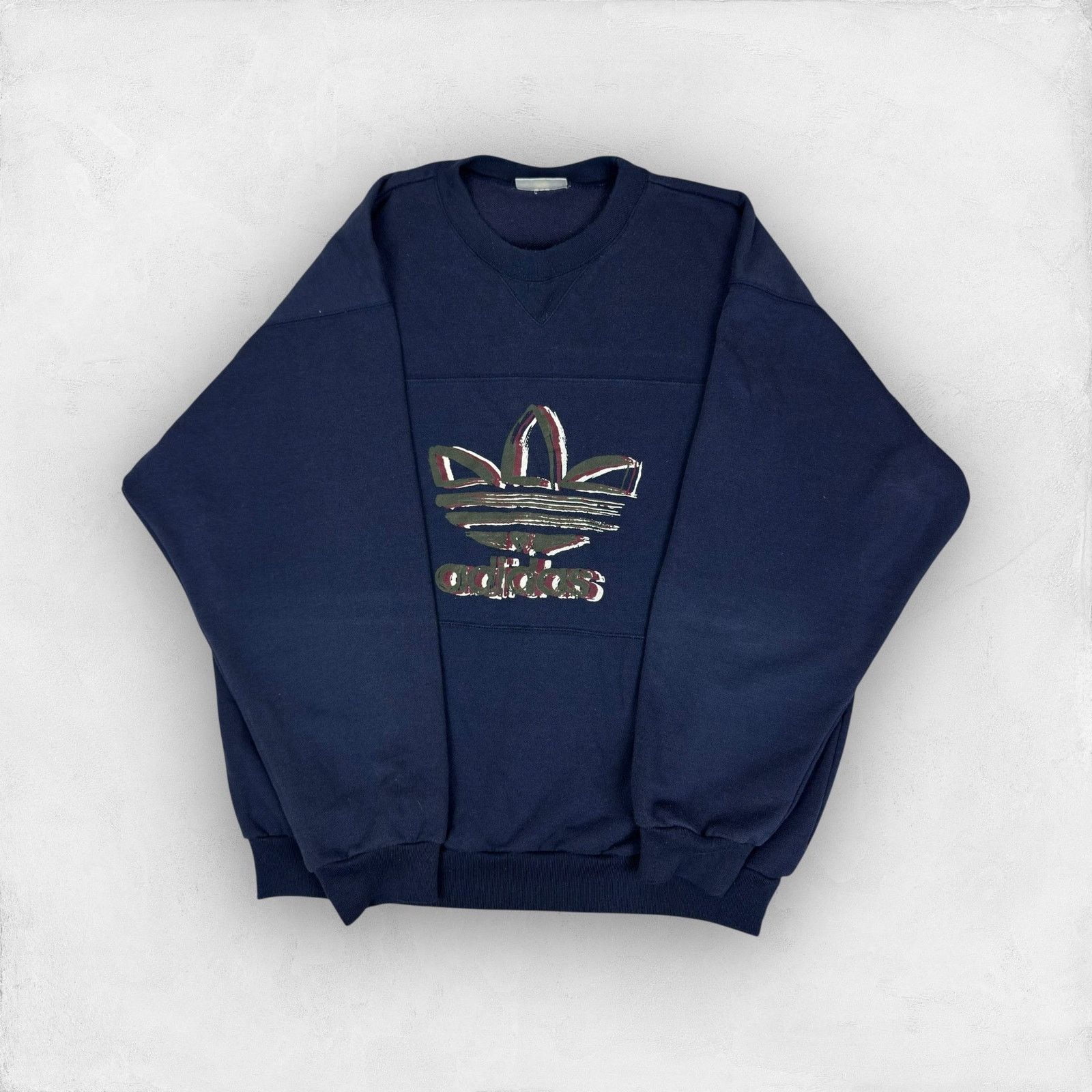Adidas × Japanese Brand × Vintage Adidas Mens Blue Cotton Crew Neck Long Sleeve Sweatshirt L Size US L / EU 52-54 / 3 - 1 Thumbnail