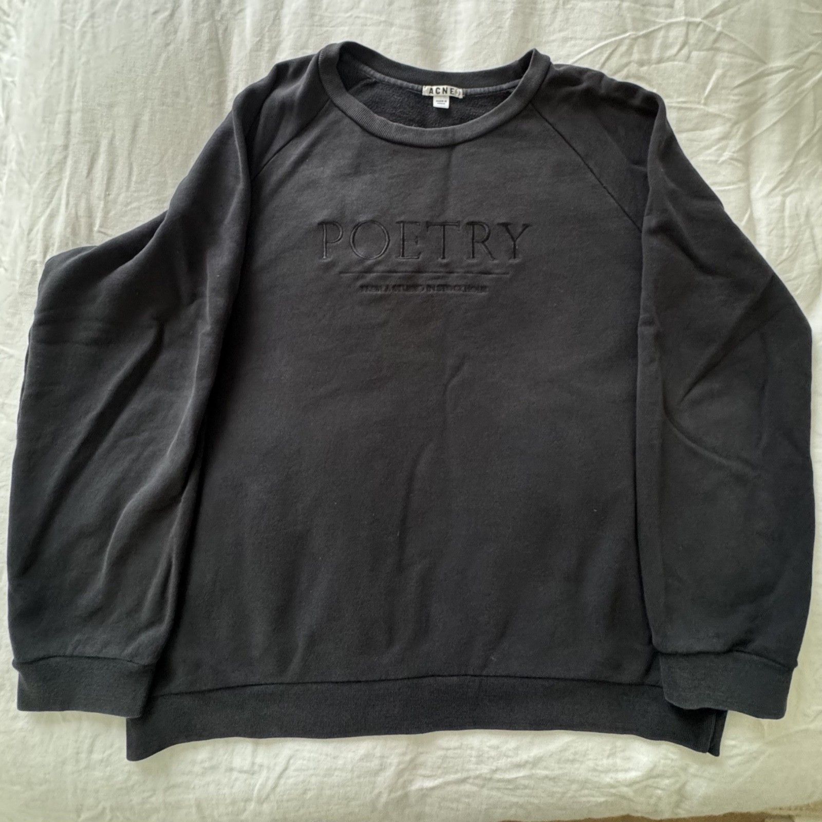 Acne Studios Acne Studios Brian Embroid Poetry Sweatshirt Black Size M Size US M / EU 48-50 / 2 - 2 Thumbnail