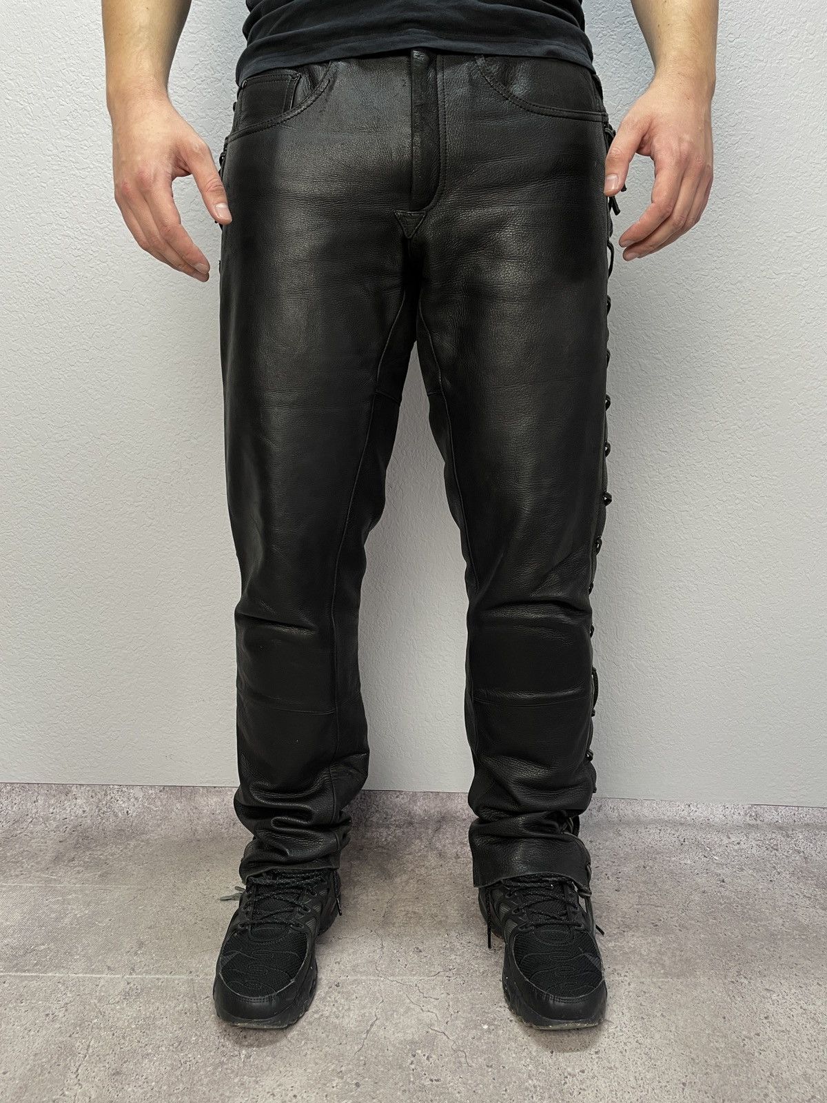 Vintage Vintage Junya Watanabe Rick Owens Style Leather Pants Size US 34 / EU 50 - 2 Thumbnail