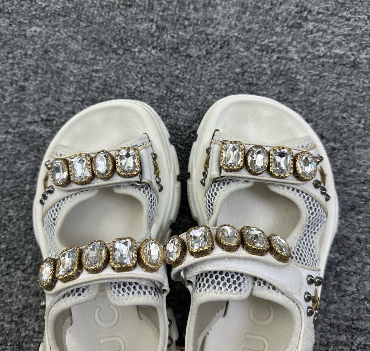 Gucci Gucci White Square Diamond Platform Sandals K12 Size US 5.5 / IT 35.5 - 2 Thumbnail