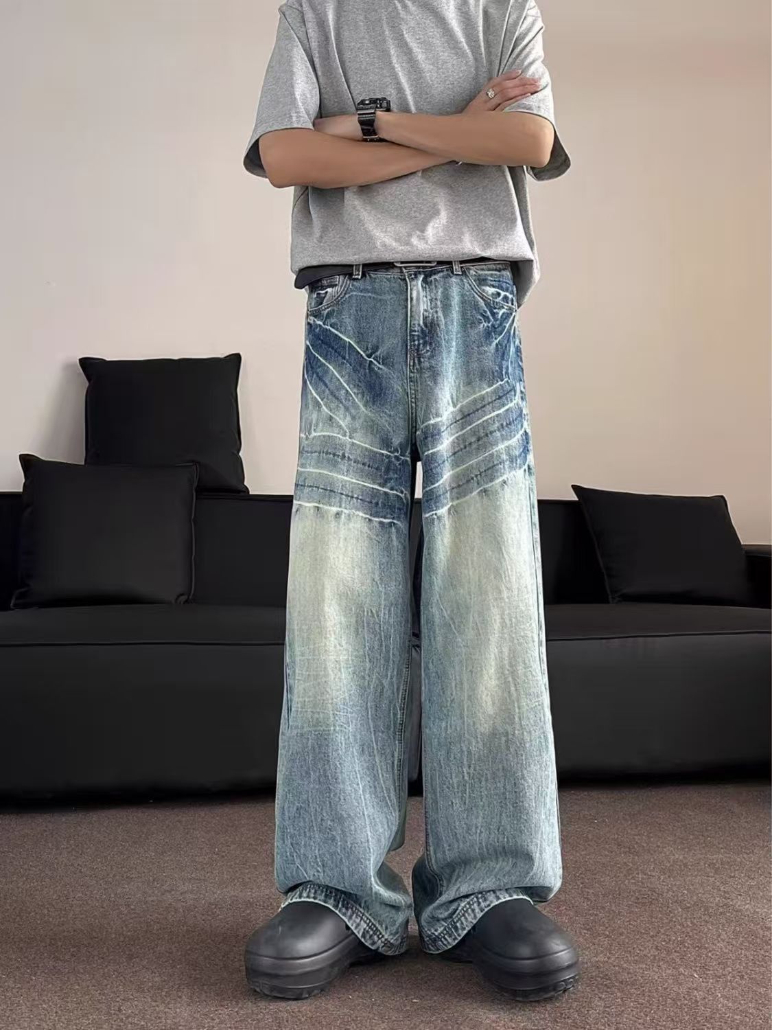 Japanese Brand × Jean Washed vintage wide-leg loose casual blue jeans Size US 32 / EU 48 - 1 Thumbnail