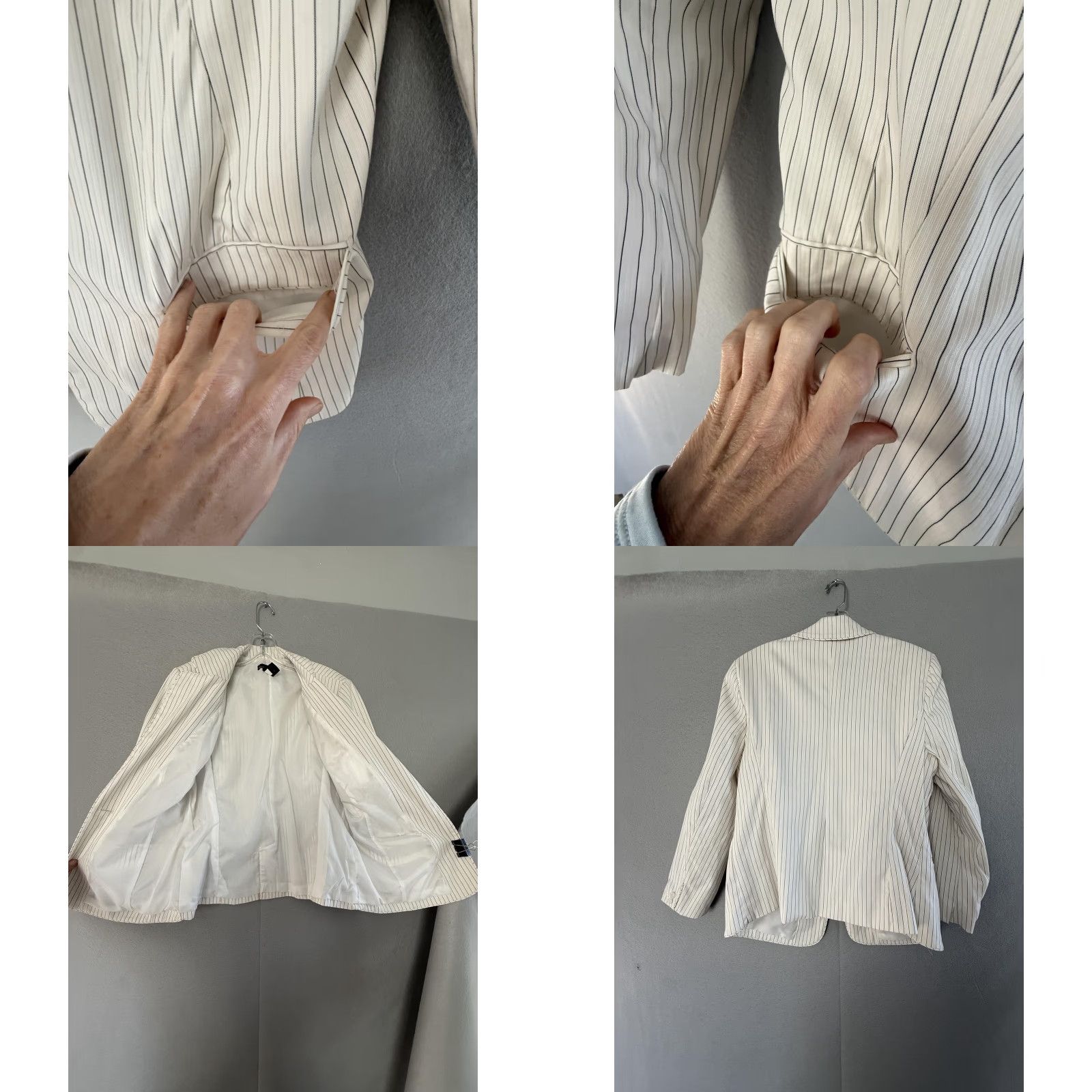 Vintage Lane Bryant Blazer Jacket Womens 18 White Pinstripe One-Button Stretch Plus - Business Workwear No N/A Size XXL / US 16-18 / IT 52-54 - 8 Thumbnail