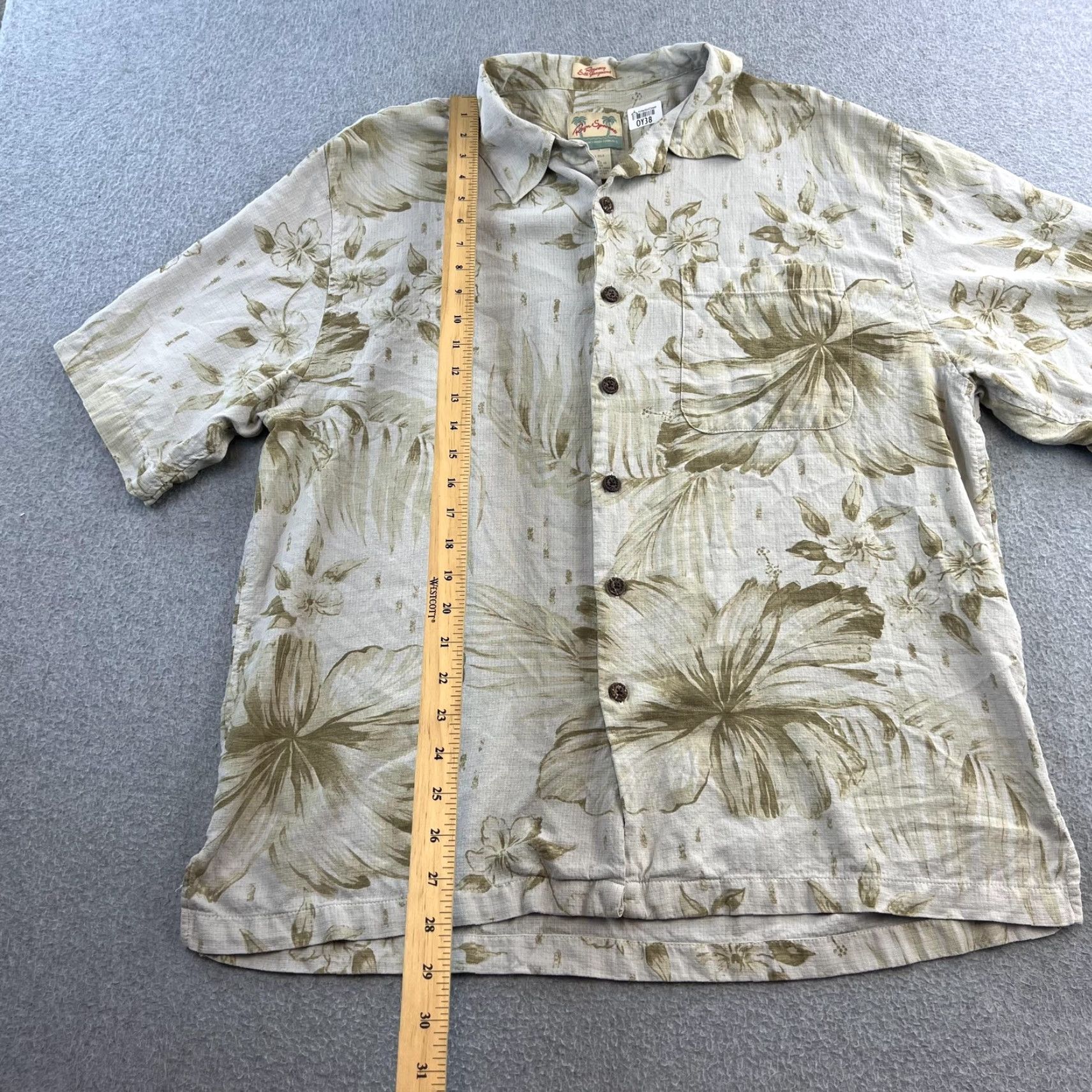 Reyn Spooner VINTAGE Reyn Spooner Shirt Mens L Tan Silk Hawaiian Floral Button-Up Camp Aloha Size US L / EU 52-54 / 3 - 3 Thumbnail