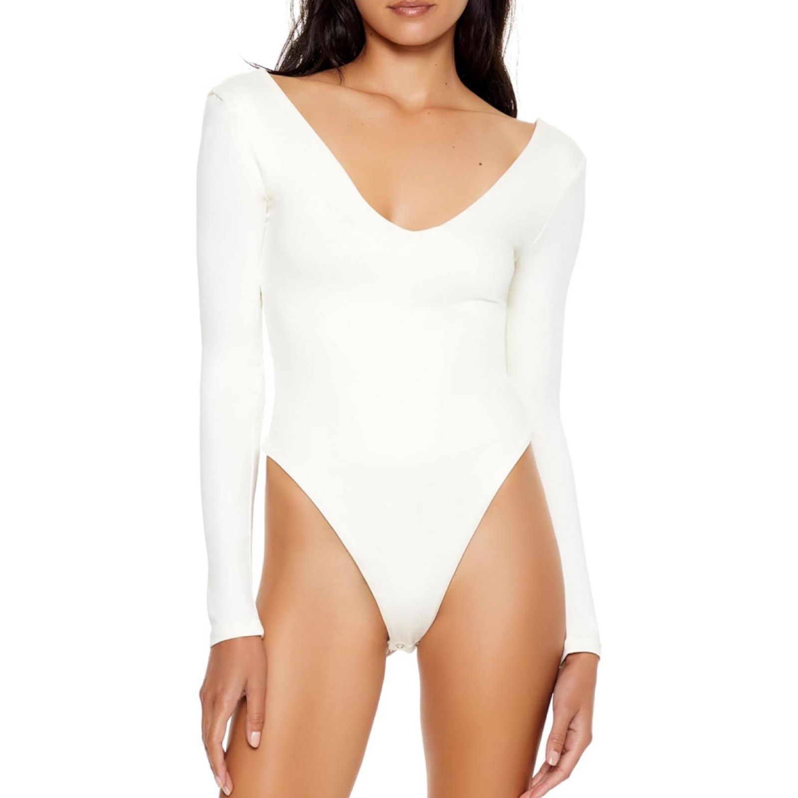 Forever 21 Forever 21 Black Contour Sculpt Satin Thong Bodysuit NWT XS Size XS / US 0-2 / IT 36-38 - 25 Thumbnail