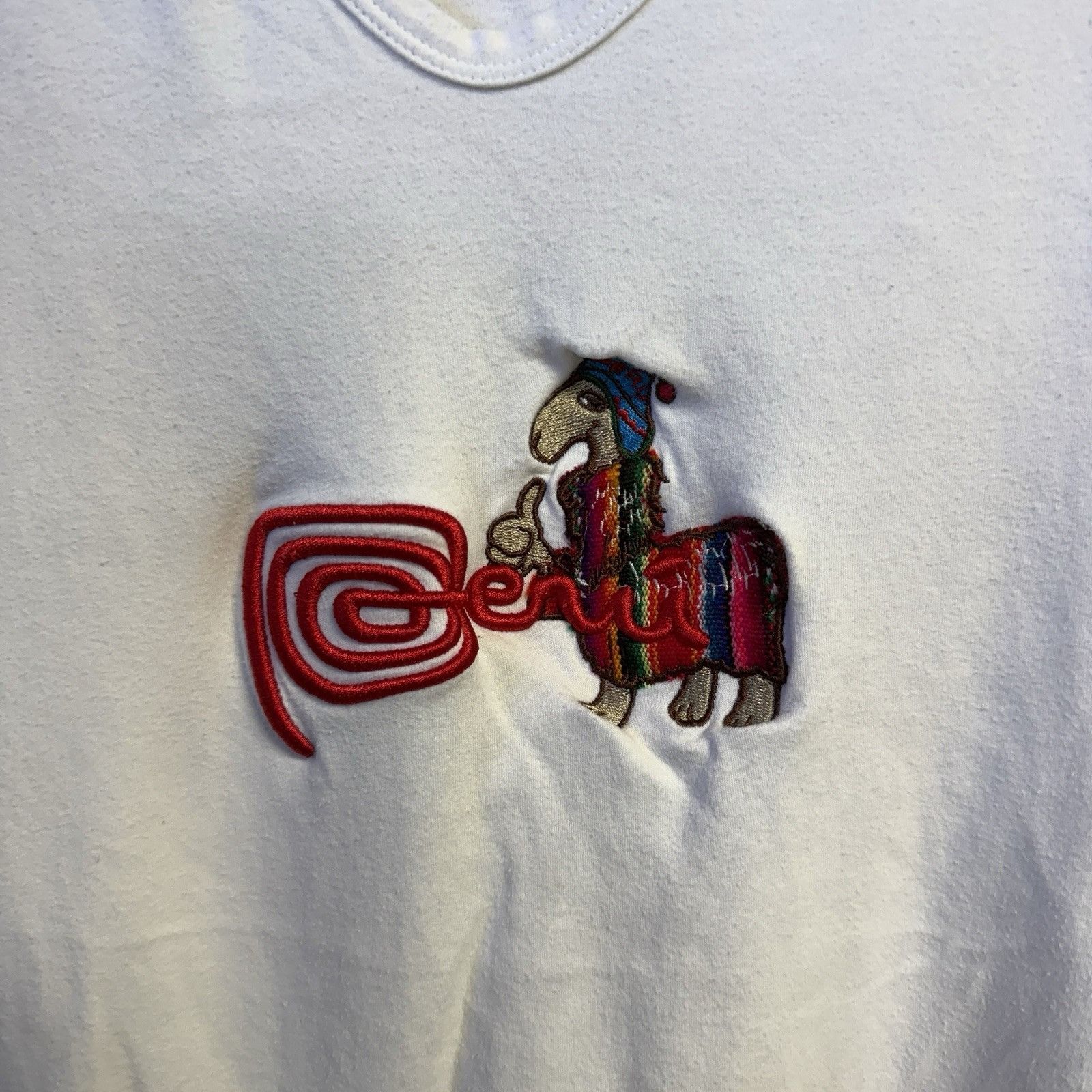 Vintage Vintage Peru Shirt Womens XL White Embroidered Alpaca Travel Size XL / US 12-14 / IT 48-50 - 3 Thumbnail