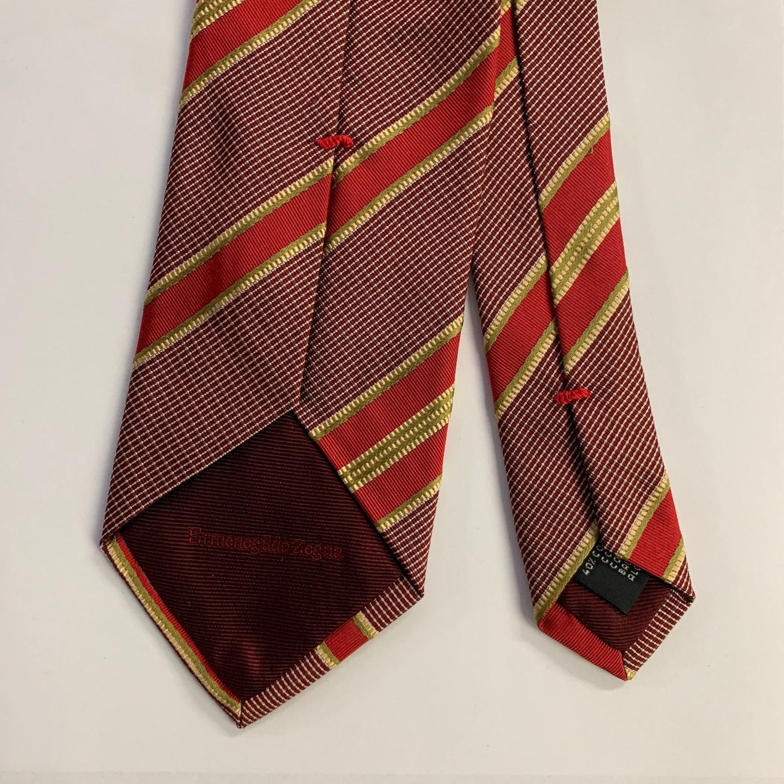 Ermenegildo Zegna ERMENEGILDO ZEGNA One Size Red Gold Diagonal Stripe Silk Tie Size ONE SIZE - 2 Thumbnail